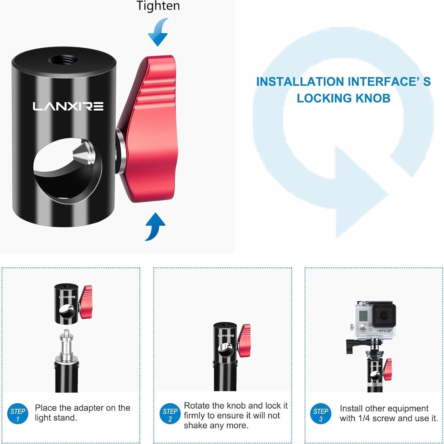Adaptador de Montaje Lanxire 16mm con Tornillo 1/4" - Paquete de 2
