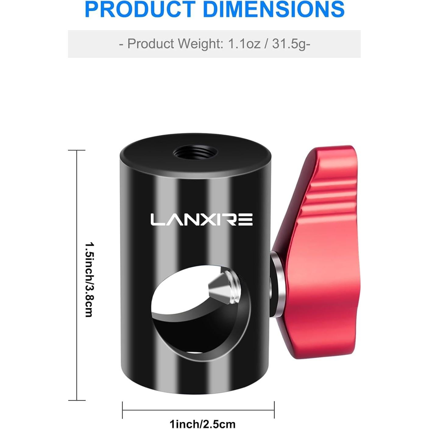 Adaptador de Montaje Lanxire 16mm con Tornillo 1/4" - Paquete de 2