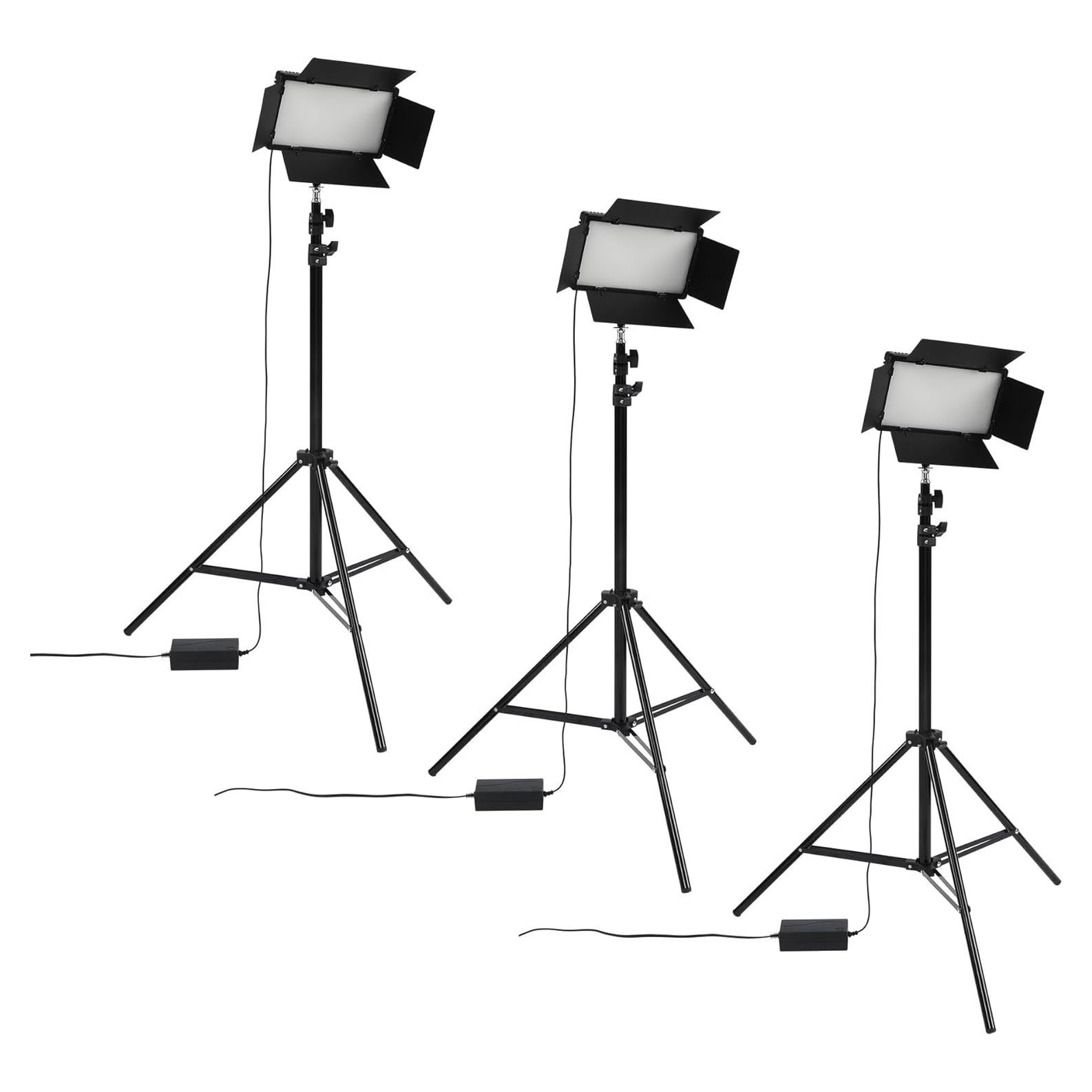 Acurit Colorview Lux Artist Studio Light 3 Pack - Adjustable Photography Lighting Kit 3 Color Temps, 4 Metal Barn Doors, 4160 Lumens LED - Remote Control, AC Power Supply, 6ft 6" Light Stands Included