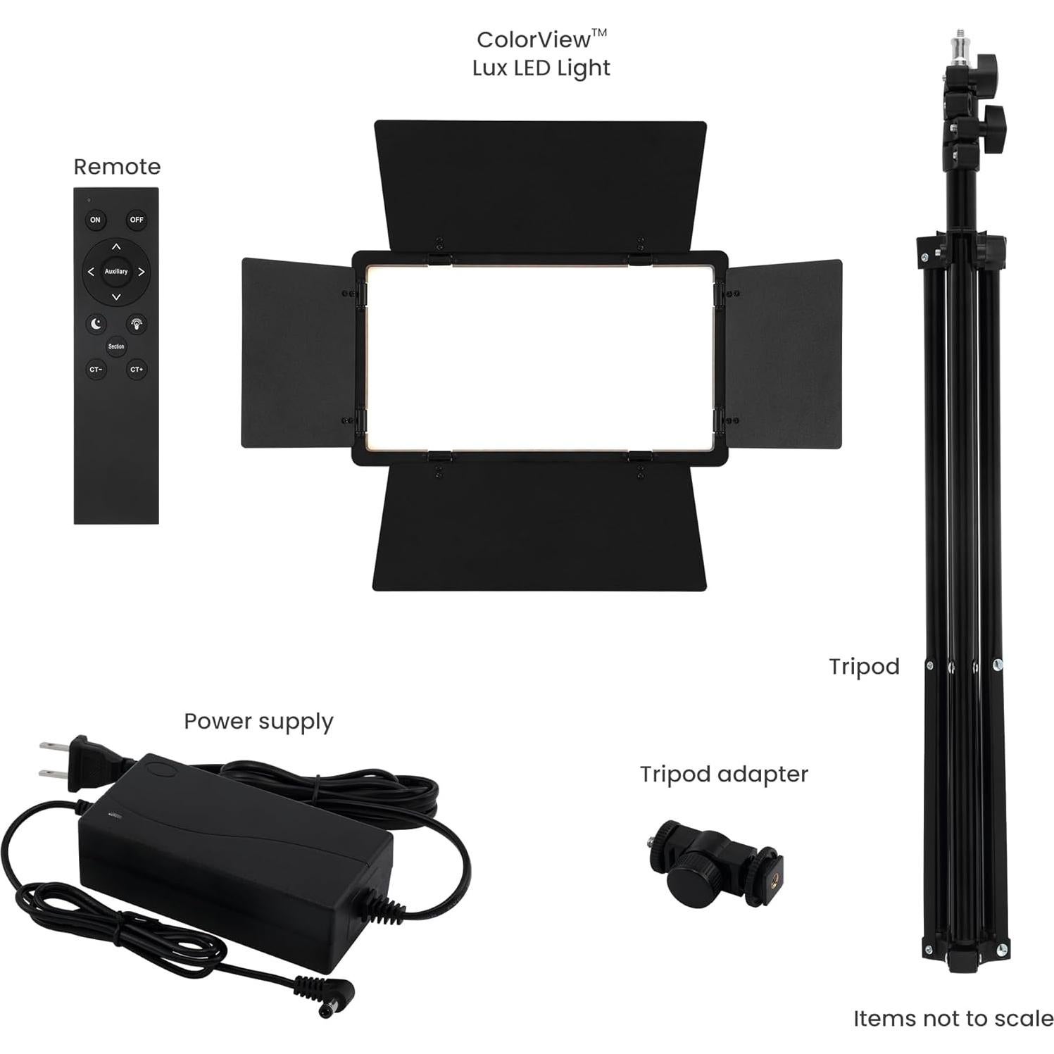 Acurit Colorview Lux Artist Studio Light 3 Pack - Adjustable Photography Lighting Kit 3 Color Temps, 4 Metal Barn Doors, 4160 Lumens LED - Remote Control, AC Power Supply, 6ft 6" Light Stands Included