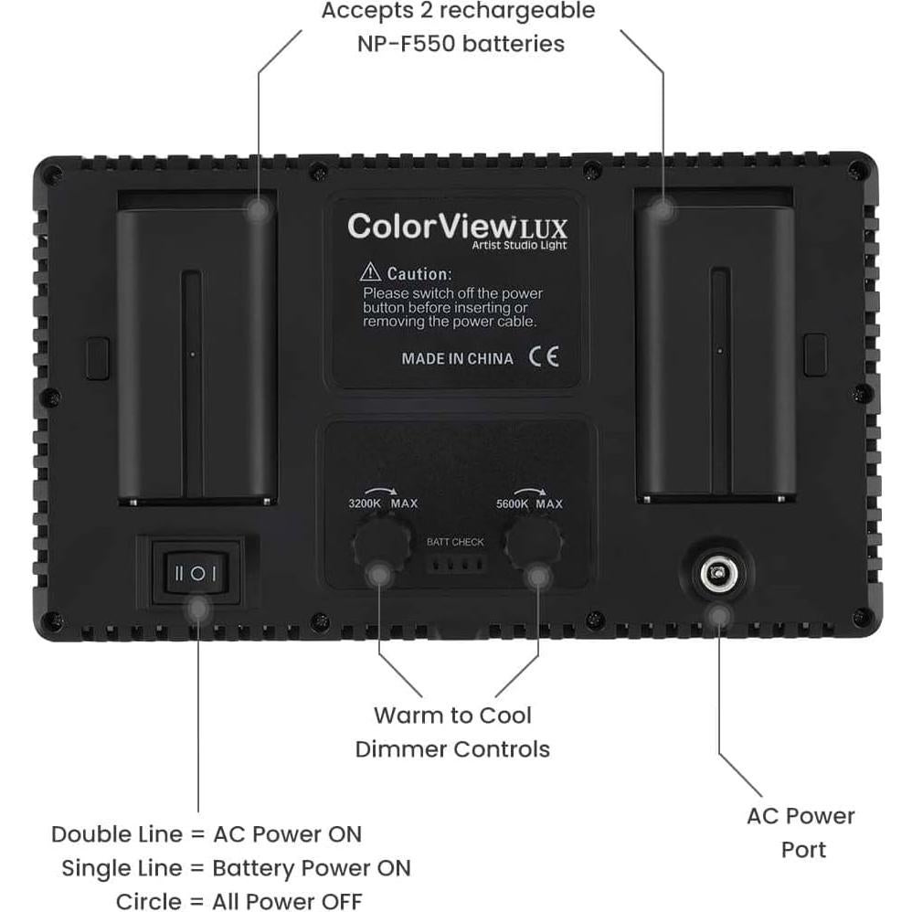 Acurit Colorview Lux Artist Studio Light 3 Pack - Adjustable Photography Lighting Kit 3 Color Temps, 4 Metal Barn Doors, 4160 Lumens LED - Remote Control, AC Power Supply, 6ft 6" Light Stands Included