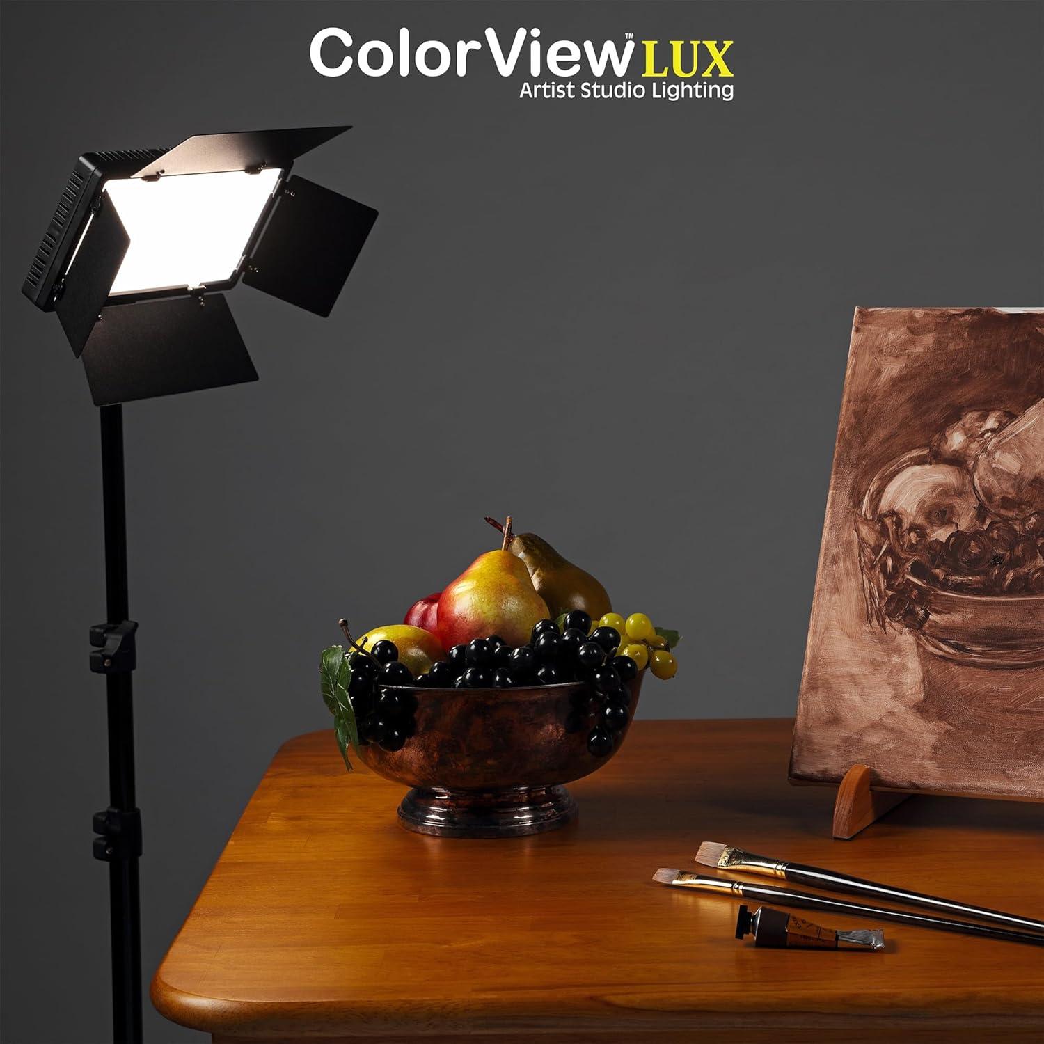 Acurit Colorview Lux Artist Studio Light 3 Pack - Adjustable Photography Lighting Kit 3 Color Temps, 4 Metal Barn Doors, 4160 Lumens LED - Remote Control, AC Power Supply, 6ft 6" Light Stands Included