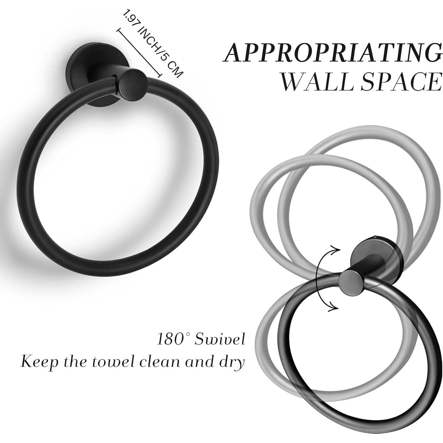 Anillo de Toalla ZGELIN Redondo Acero Inoxidable Negro Mate