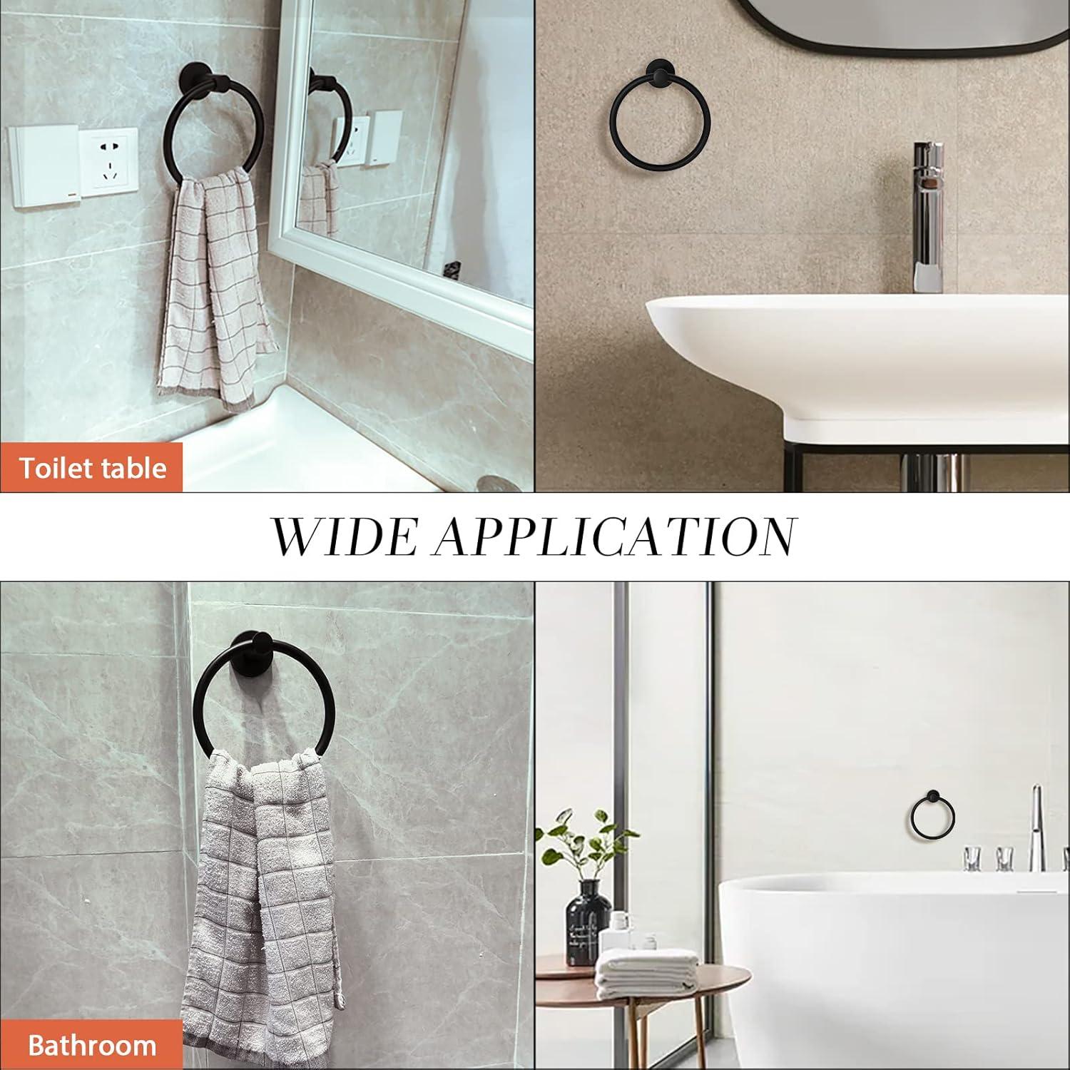 Anillo de Toalla ZGELIN Redondo Acero Inoxidable Negro Mate