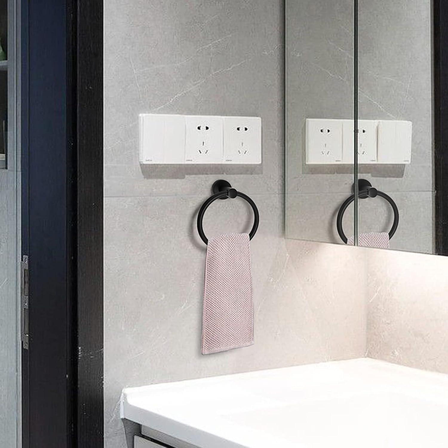 Anillo de Toalla ZGELIN Redondo Acero Inoxidable Negro Mate