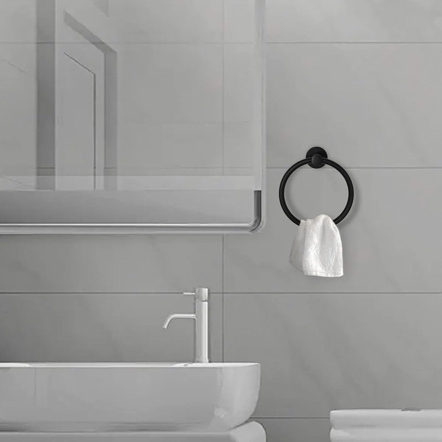 Anillo de Toalla ZGELIN Redondo Acero Inoxidable Negro Mate