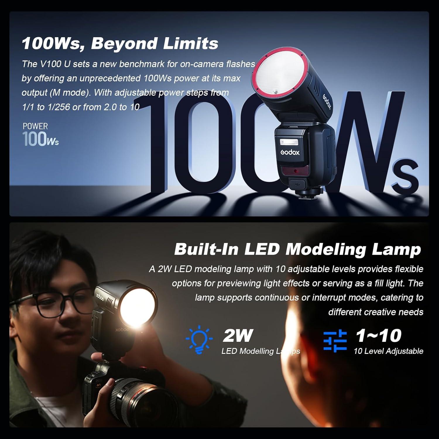 Flash Godox V100F 100W Pantalla Táctil para Fuji Inalámbrico