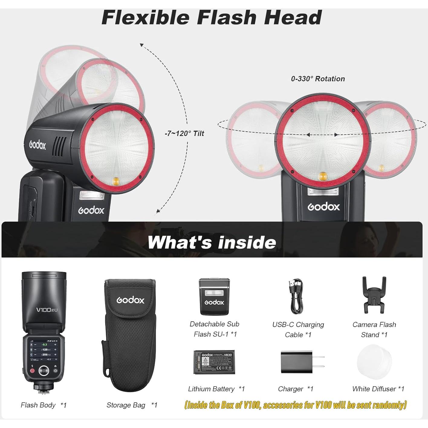 Flash Godox V100F 100W Pantalla Táctil para Fuji Inalámbrico