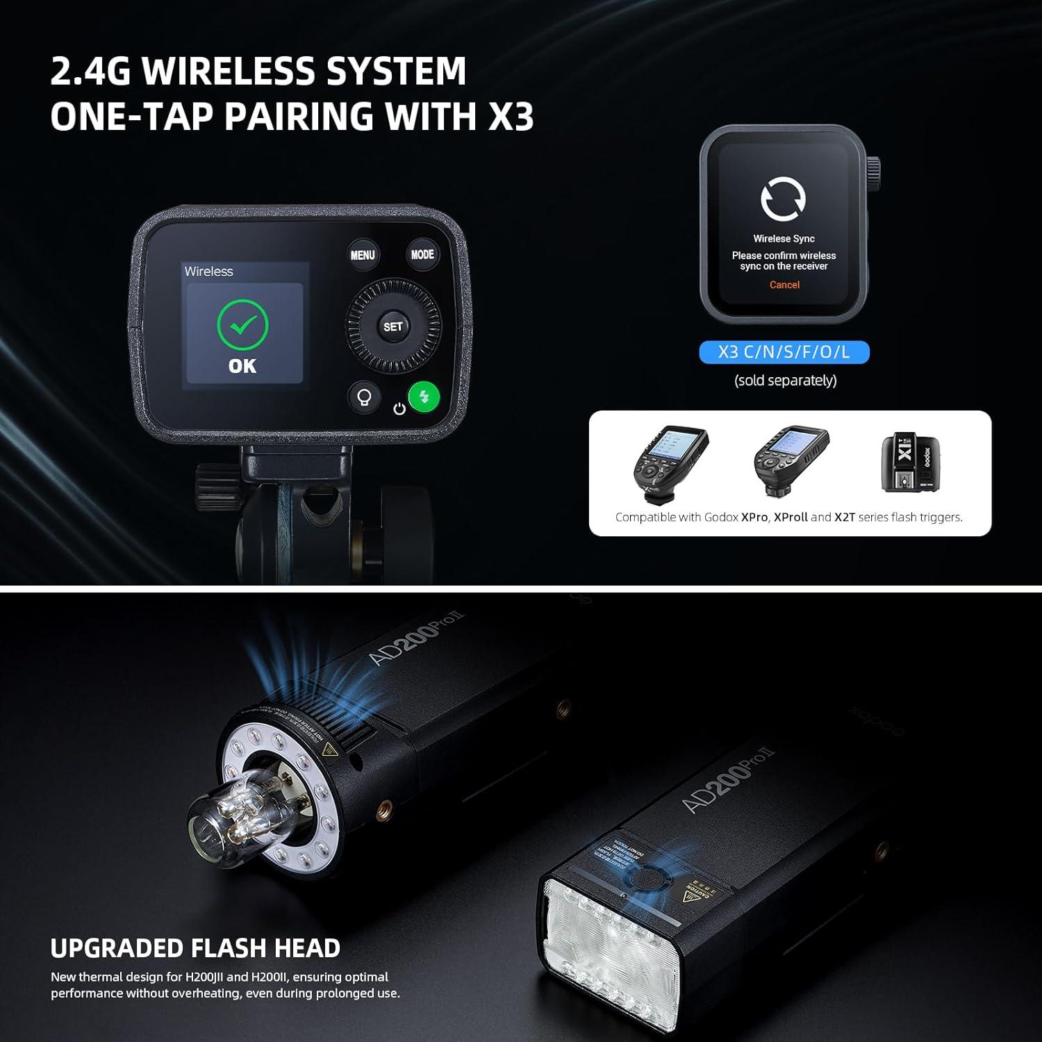 Flash Estroboscópico Godox AD200 Pro II 200W TTL Inalámbrico