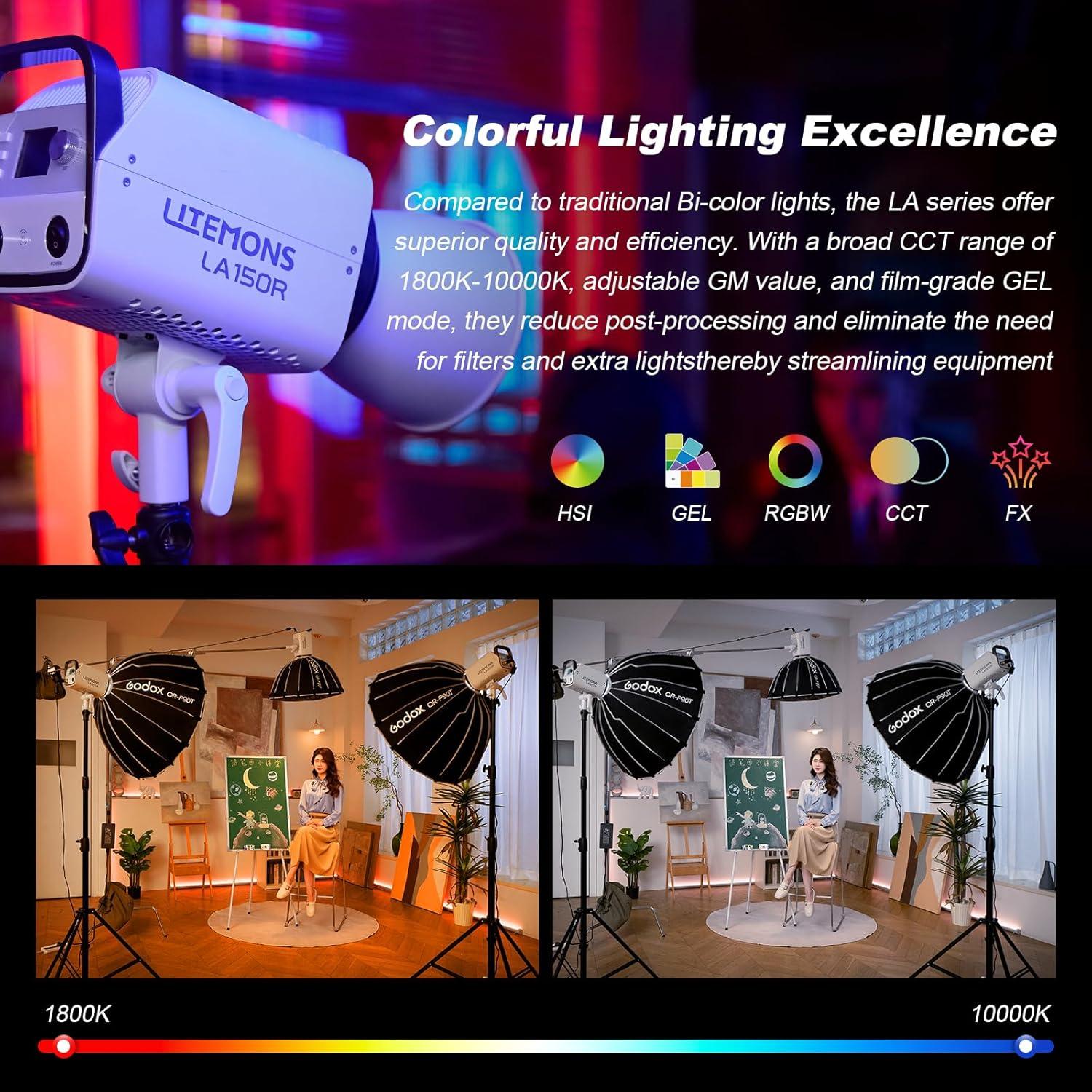 Godox LA150R Luz de Video RGB 165W con Efectos FX y Control APP
