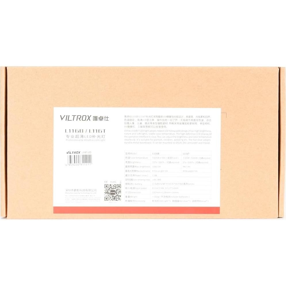 Panel LED VILTROX L116T Dimmable Bi-Color 3300K-5600K