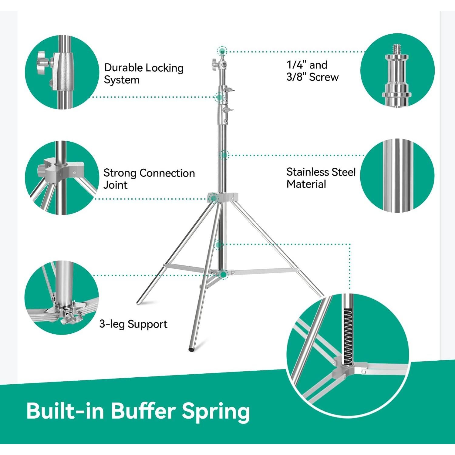 Soporte de Luz Takerers 2.44kg Ajustable 3.28-9.2m Acero Inoxidable