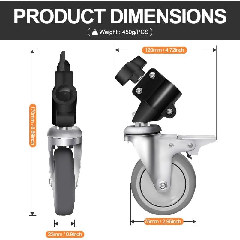 Ruedas de Soporte de Luz Profesional Wellmaking WM-3 - 3 Paquetes