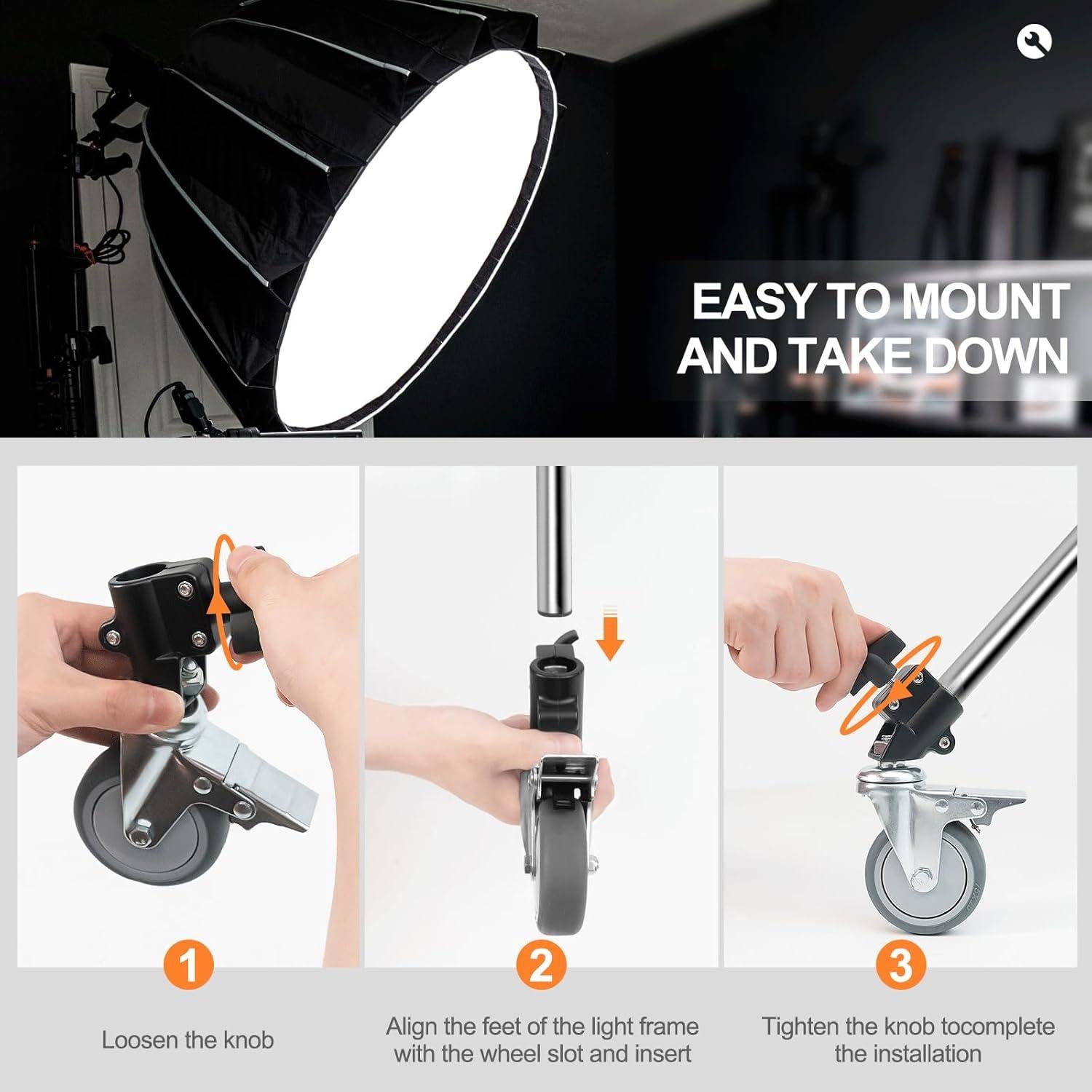 Ruedas de Soporte de Luz Profesional Wellmaking WM-3 - 3 Paquetes