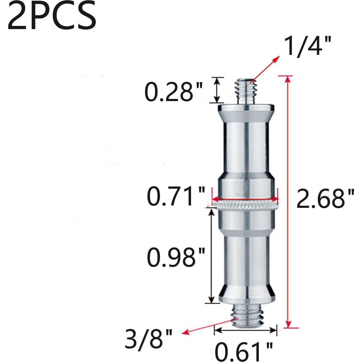 Adaptador de Tornillo Macho 3/8" a 1/4" MY MIRONEY - 2 Piezas