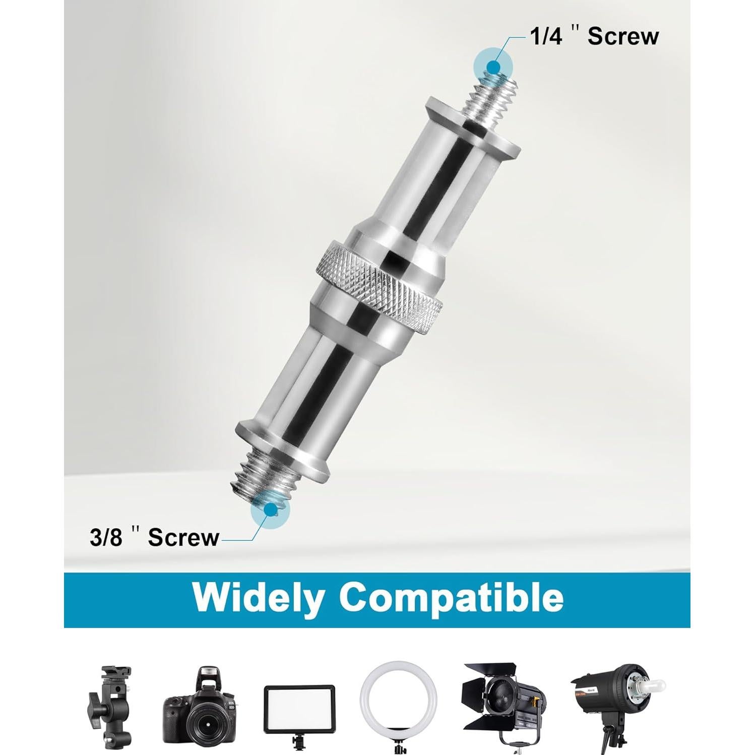 Adaptador de Tornillo Macho Selens 1/4'' a 3/8'' Metal 2Pcs