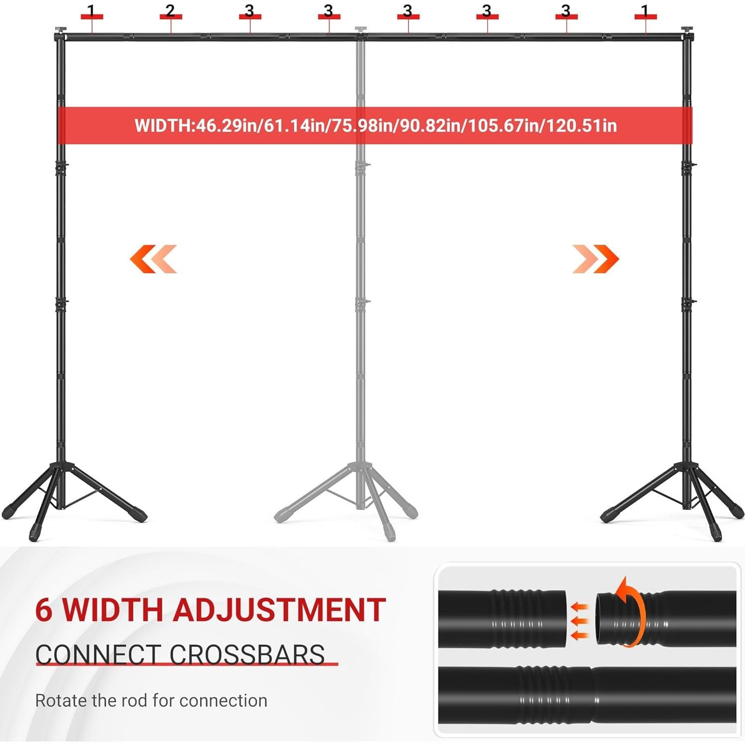 Soporte de Fondo Ajustable JSungo 10x2.6m con Bolsa de Transporte