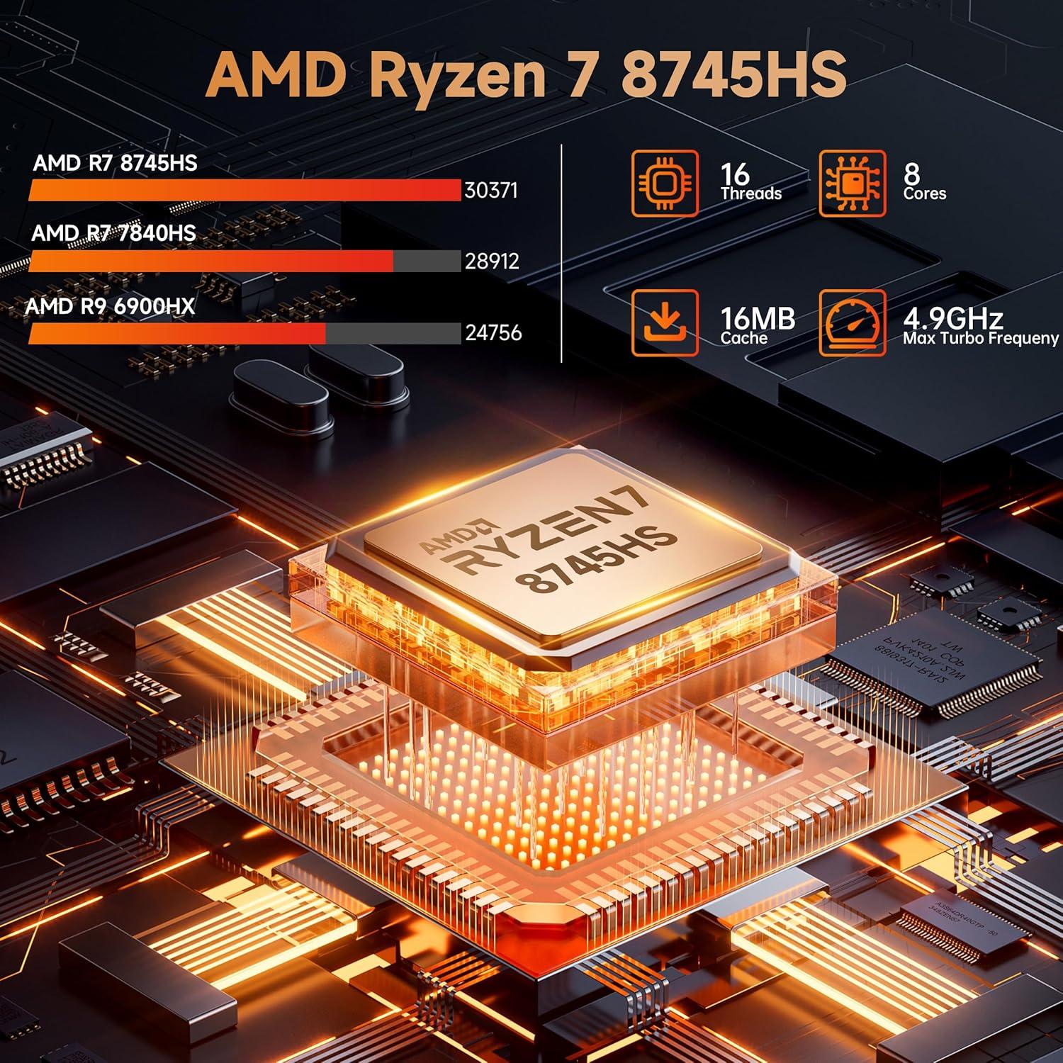 Beelink SER8 Mini PC Ryzen 7 32GB DDR5 1TB SSD Triple Pantalla