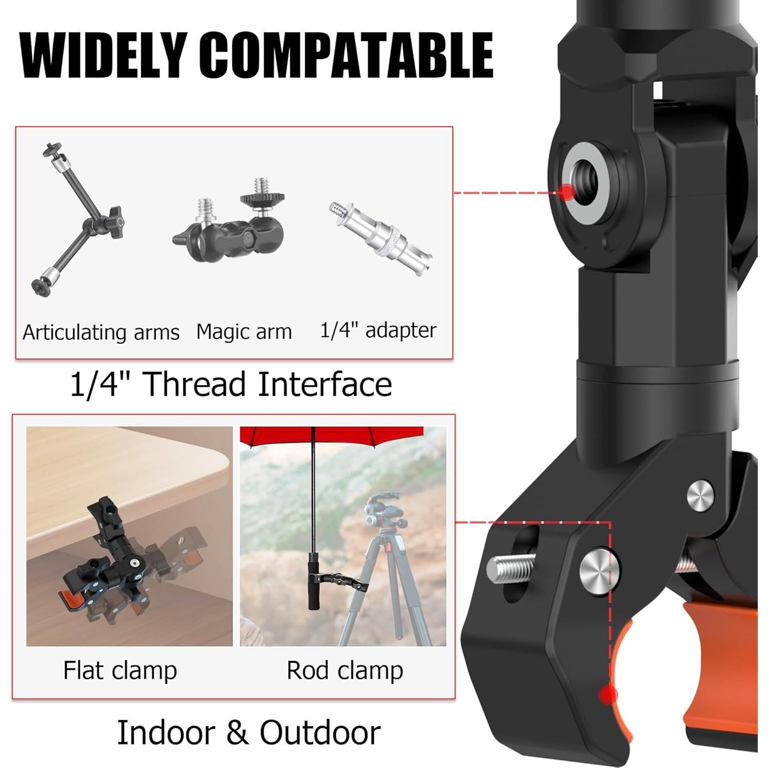 Soporte de Montaje Doble Abrazadera RGBTEK para Cámara