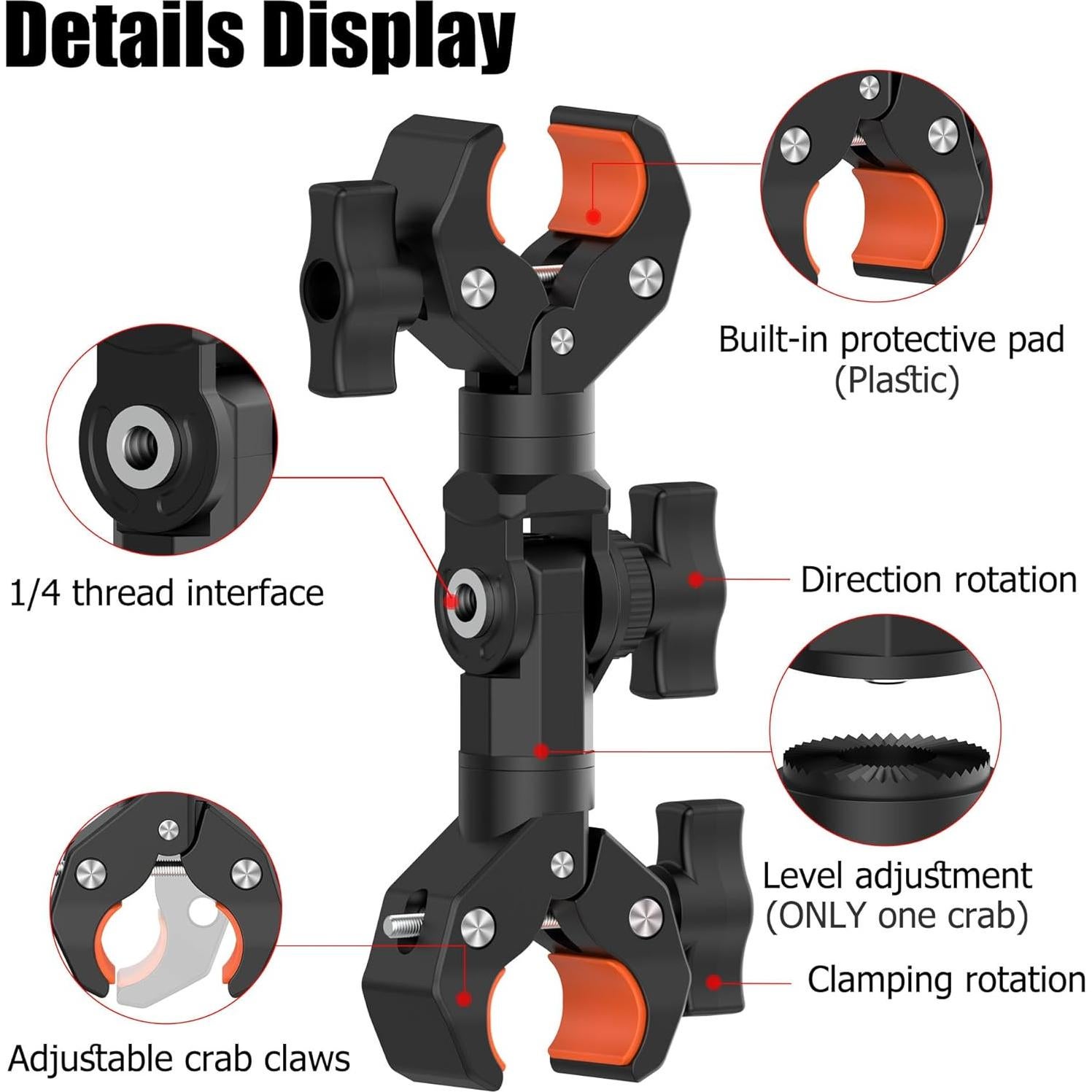 Soporte de Montaje Doble Abrazadera RGBTEK para Cámara