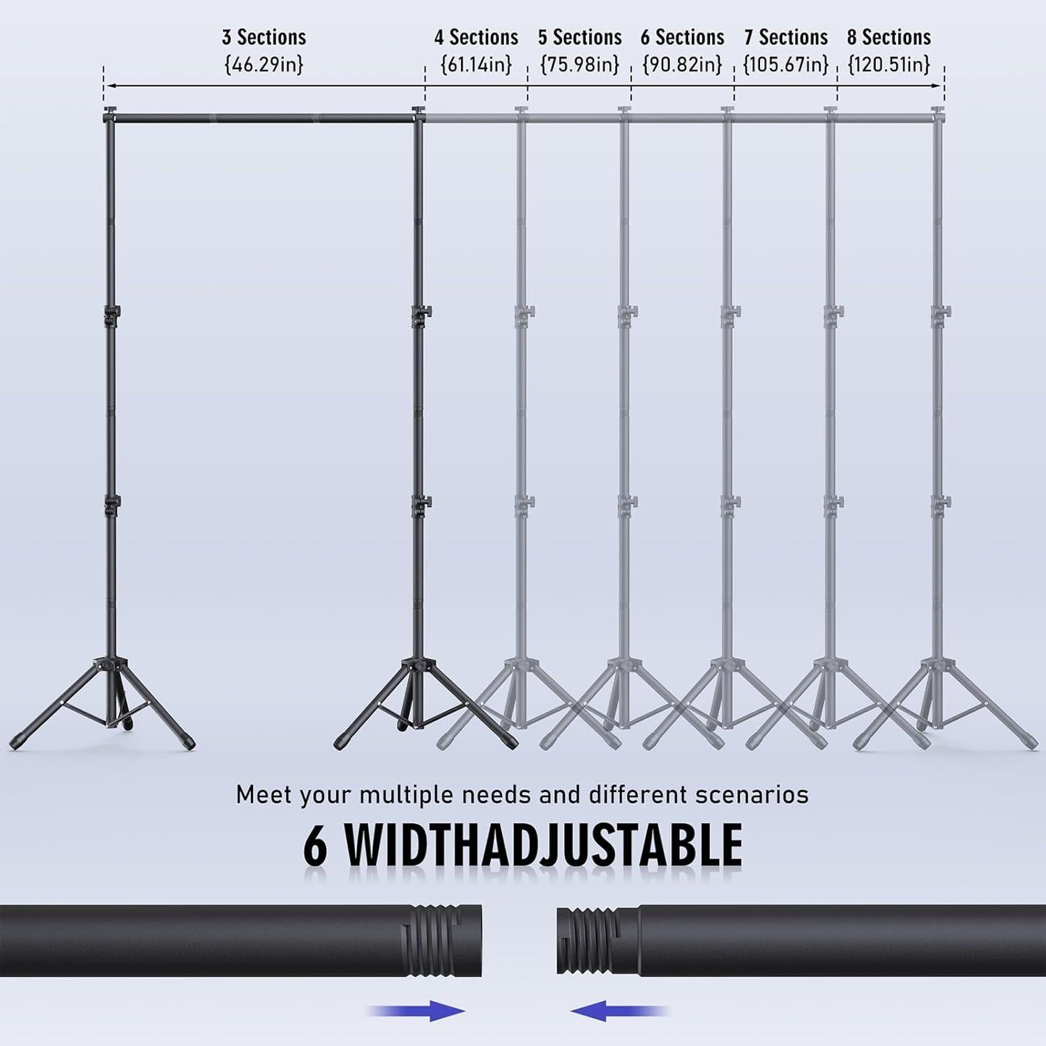 Kit Soporte de Fondo Ajustable Eocnrhe 2.29m x 3.05m