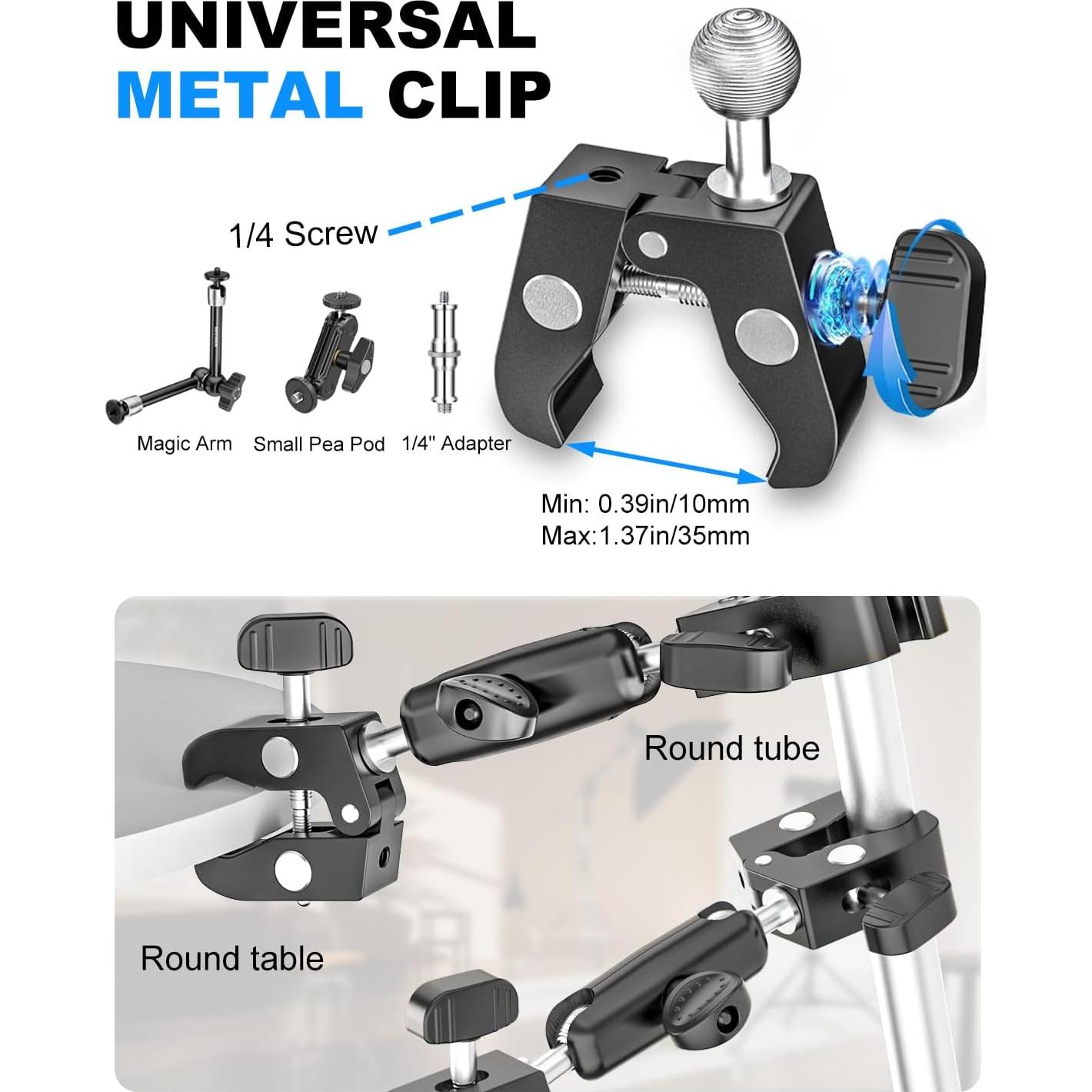 Soporte Doble Super Clamp Kolasels Ajustable 360° Metal Negro