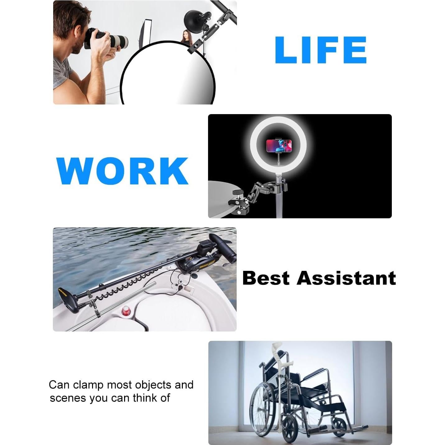 Soporte Doble Super Clamp Kolasels Ajustable 360° Metal Negro