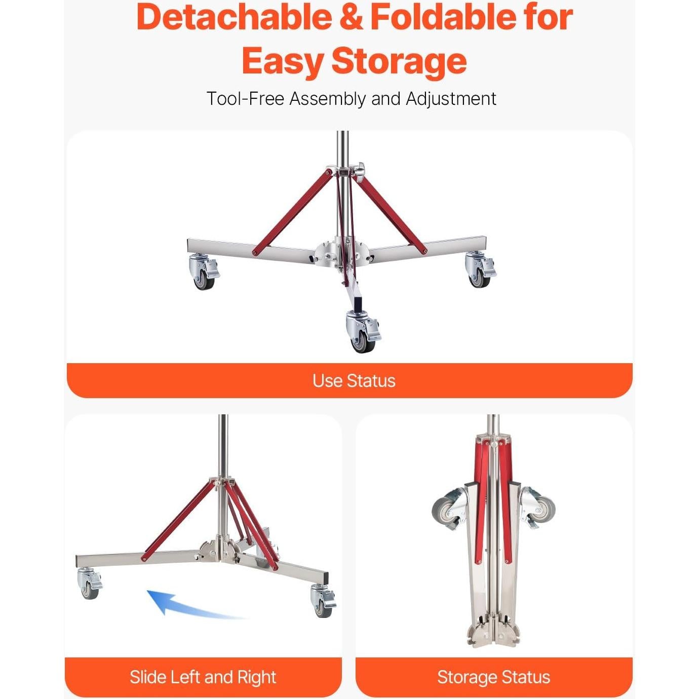 Soporte de Luz VEVOR con Ruedas Ajustable 10.5 ft 20 kg