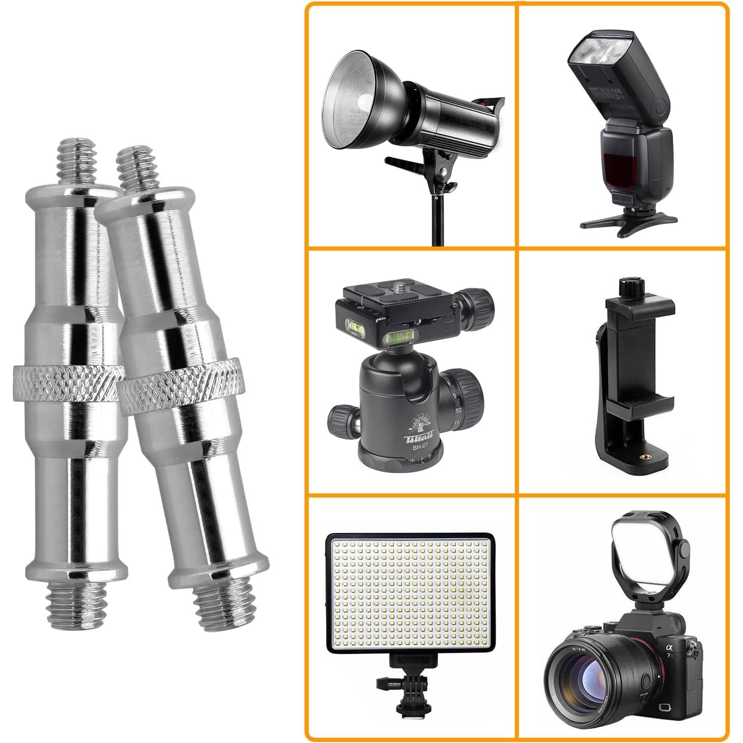 Adaptador de Soporte de Luz Frgyee 1/4" a 3/8" Metal 2 Pcs