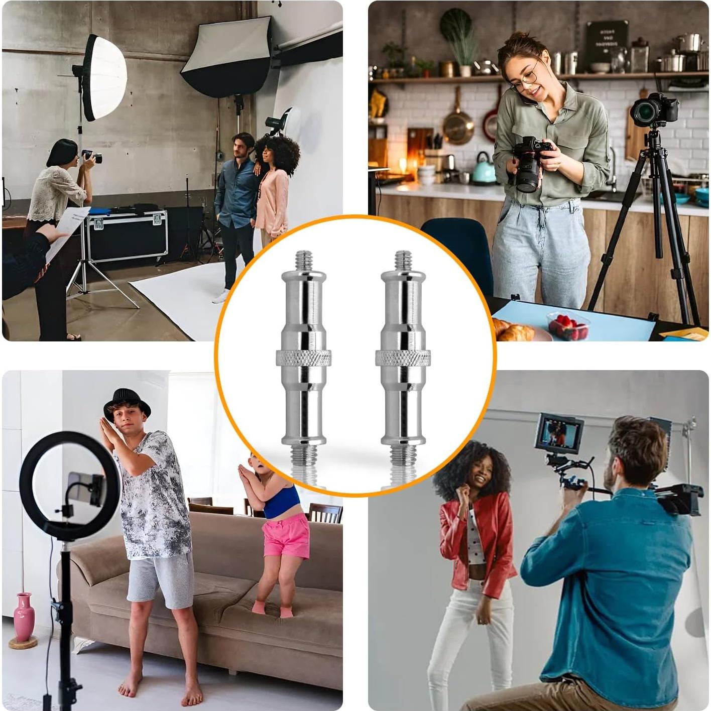 Adaptador de Soporte de Luz Frgyee 1/4" a 3/8" Metal 2 Pcs