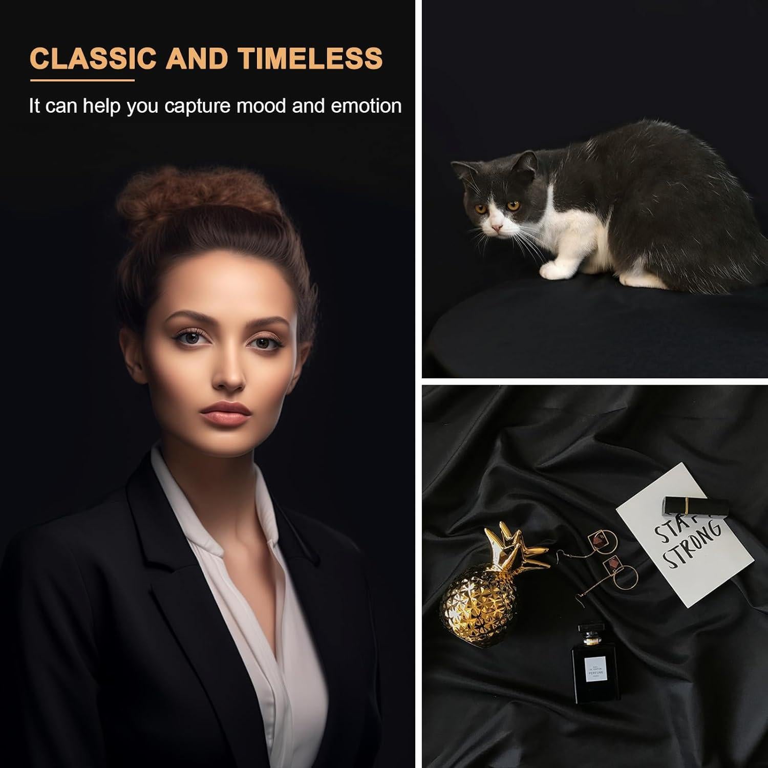 Fondo Negro para Fotografía Aimosen 2.44x3.05m Tela Poliester