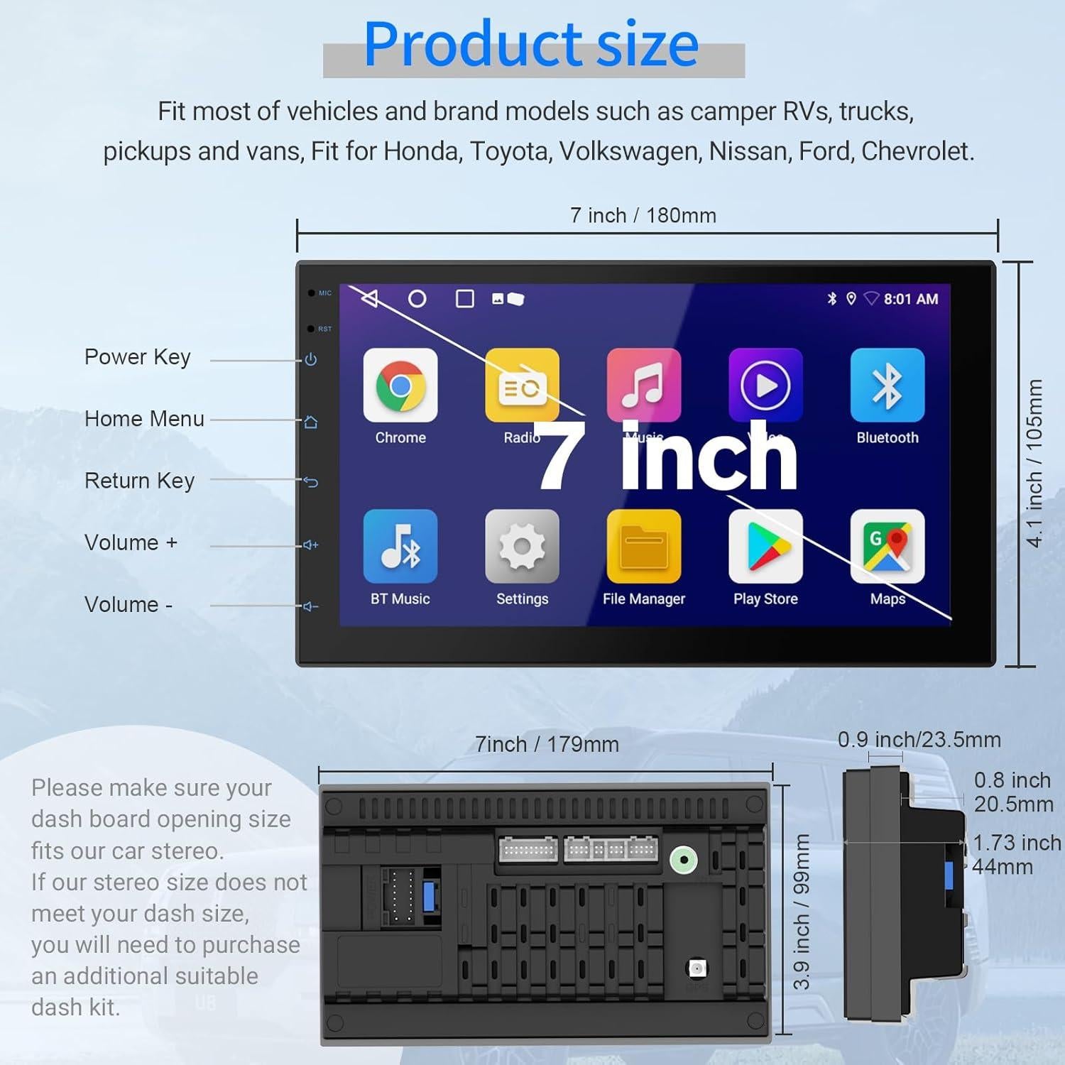 Estéreo de Coche Doble Din Haudio CVD7621-AJ Pantalla 7"