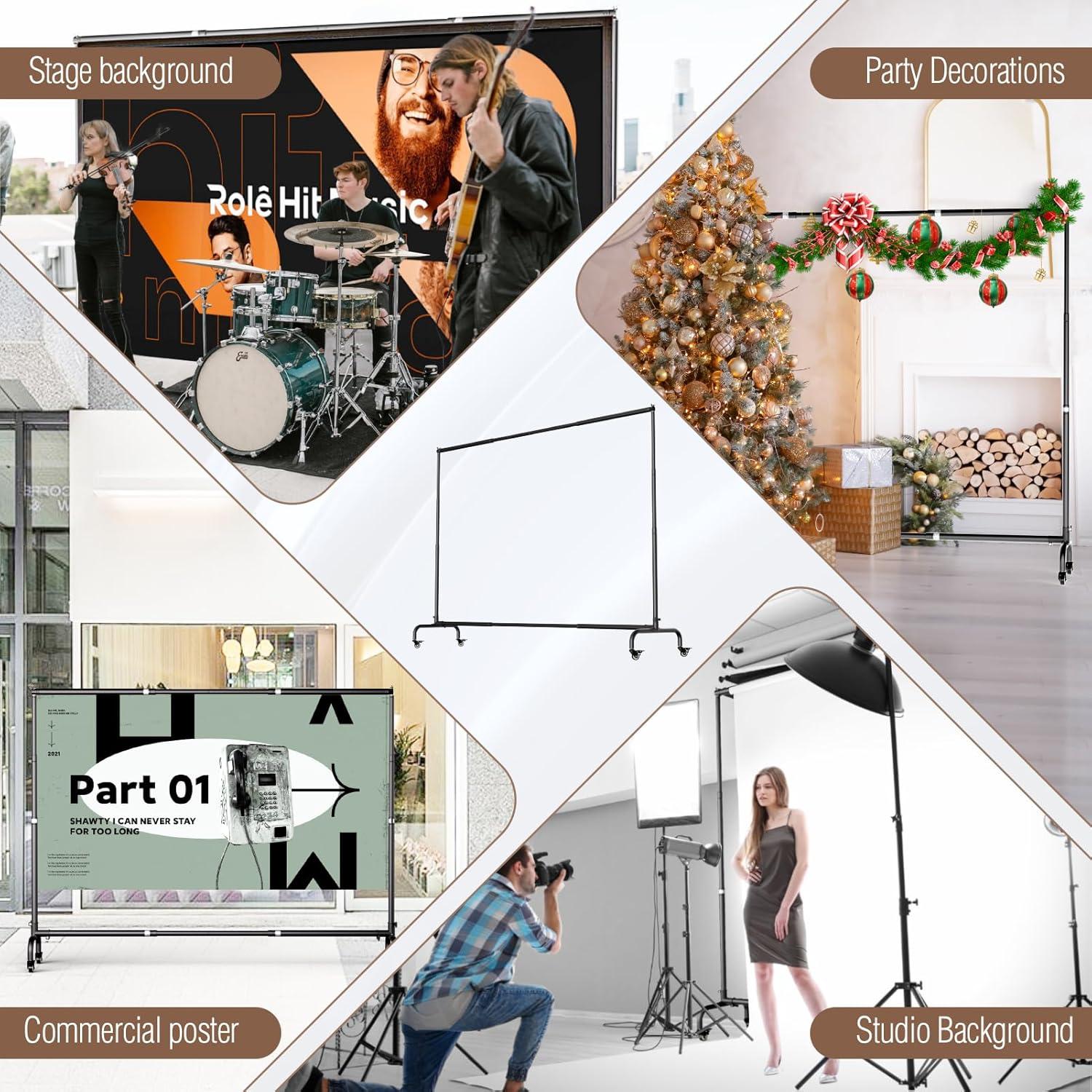 Soporte de fondo rodante EMART ajustable 3.05x2.29m con ruedas