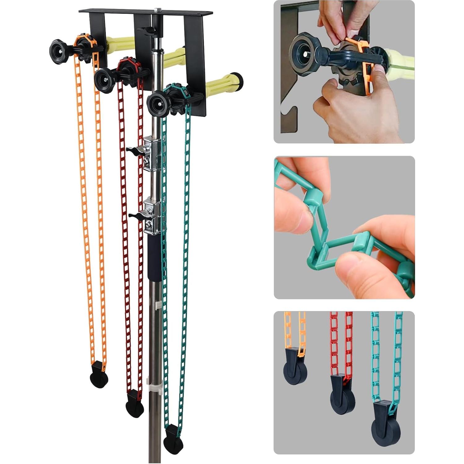 Photography Backdrop Roller Support System, 3 Rollers, Wall/Celing/Light Stand Backdrop Mount, Background Support