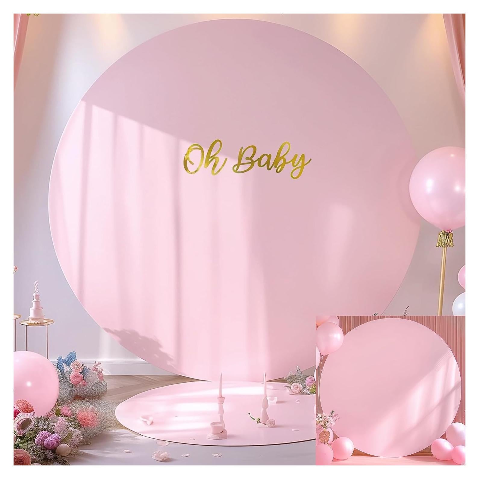 Cubierta de fondo redonda rosa Gallety 2.19m ajustable para eventos