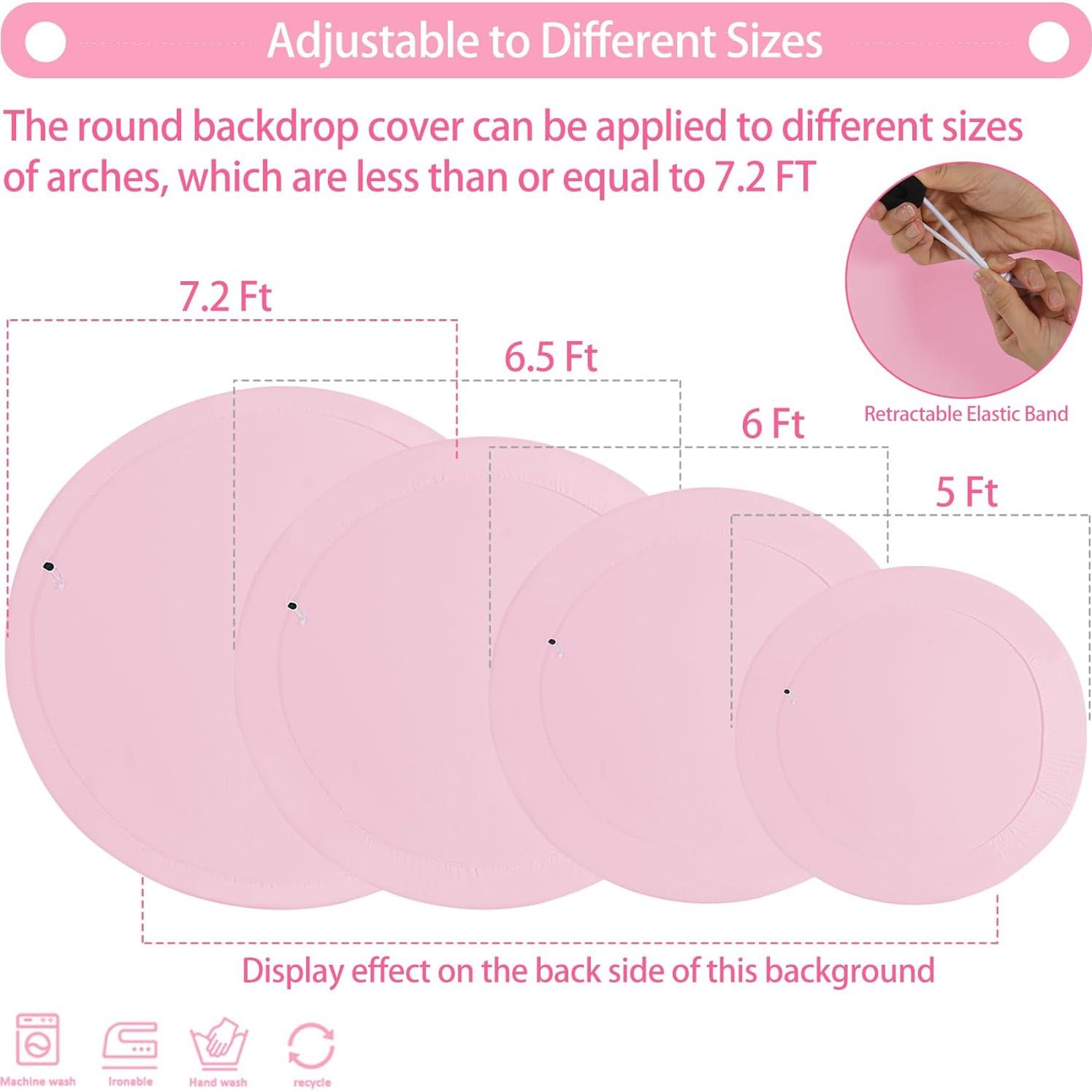 Cubierta de fondo redonda rosa Gallety 2.19m ajustable para eventos