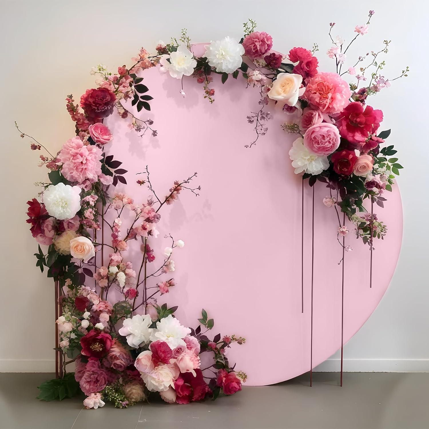 Cubierta de fondo redonda rosa Gallety 2.19m ajustable para eventos