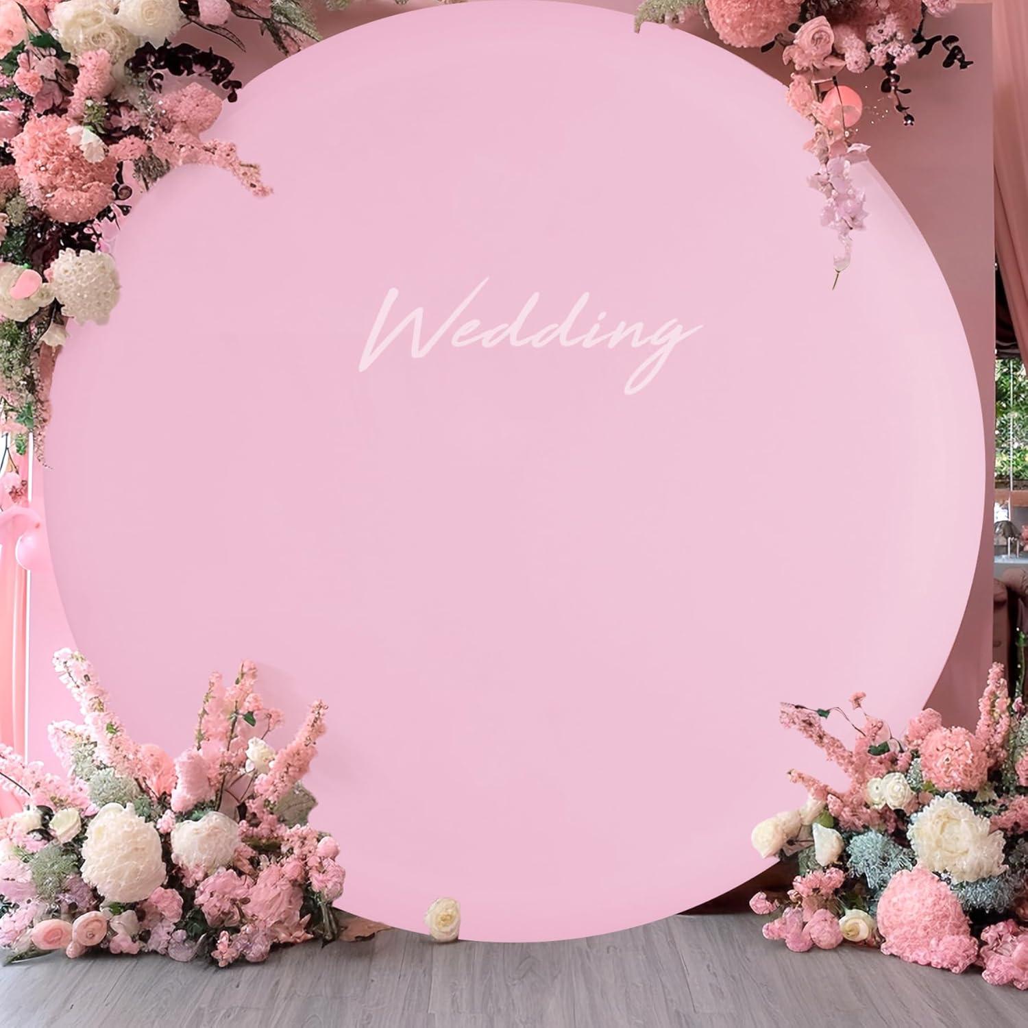 Cubierta de fondo redonda rosa Gallety 2.19m ajustable para eventos