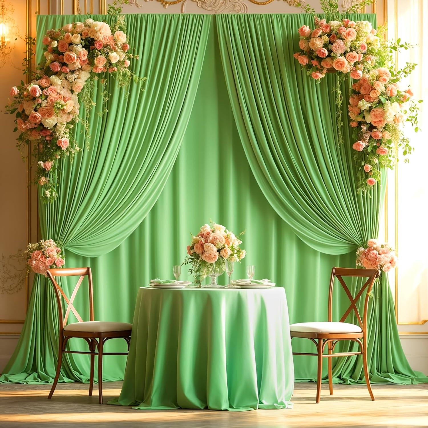 Cortinas de Fondo Verde Salvia 2 Paneles 1.22x3.05m Poliéster