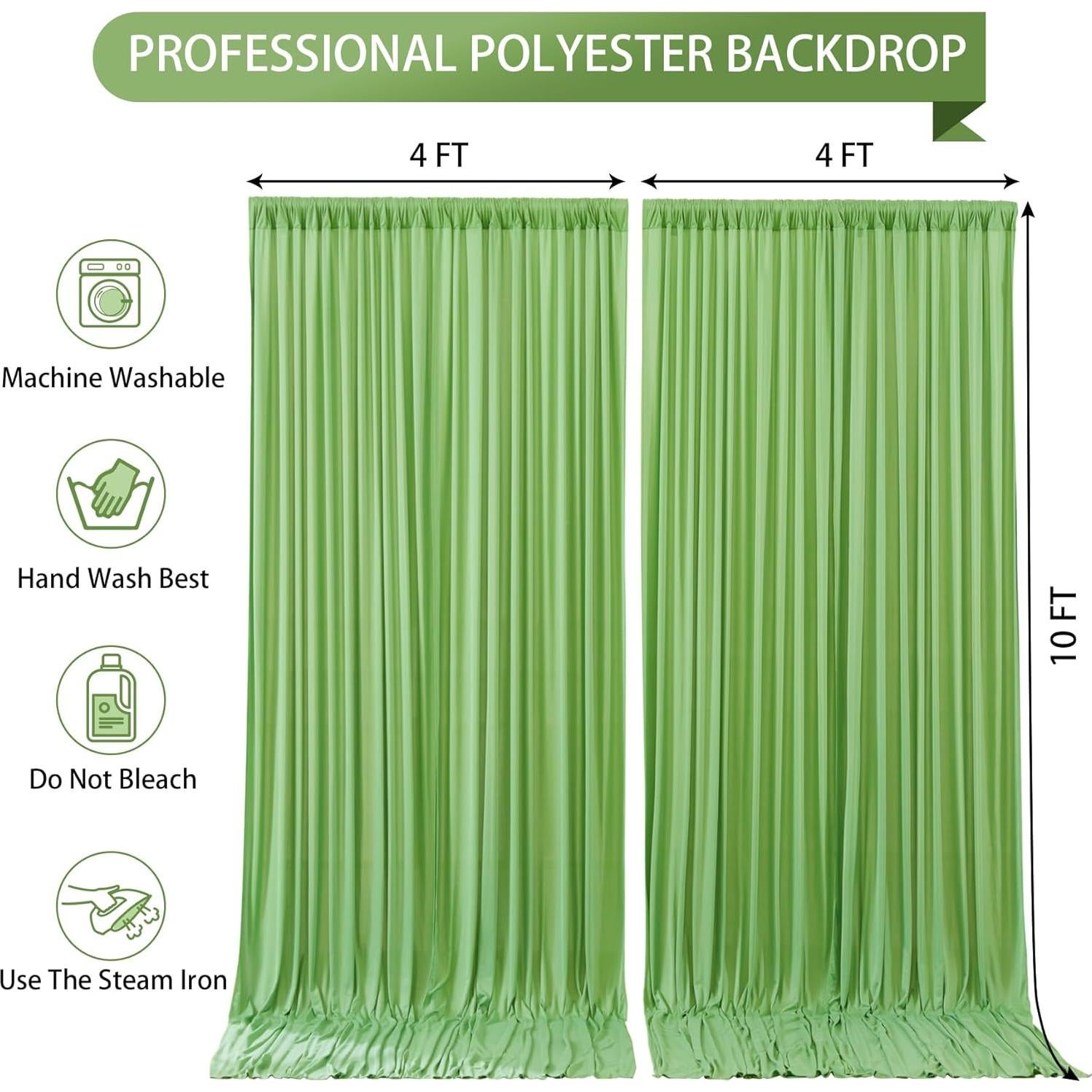 Cortinas de Fondo Verde Salvia 2 Paneles 1.22x3.05m Poliéster