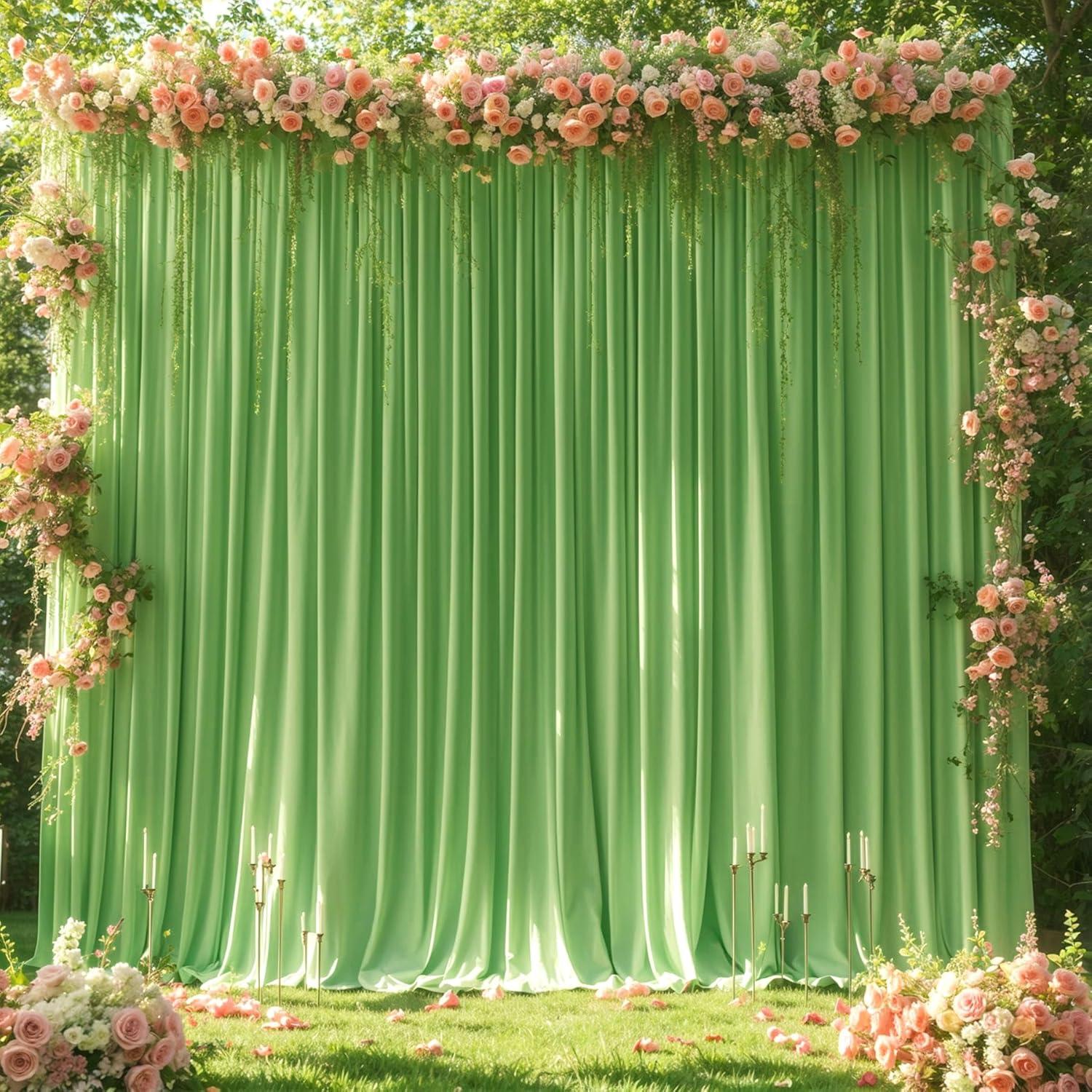 Cortinas de Fondo Verde Salvia 2 Paneles 1.22x3.05m Poliéster