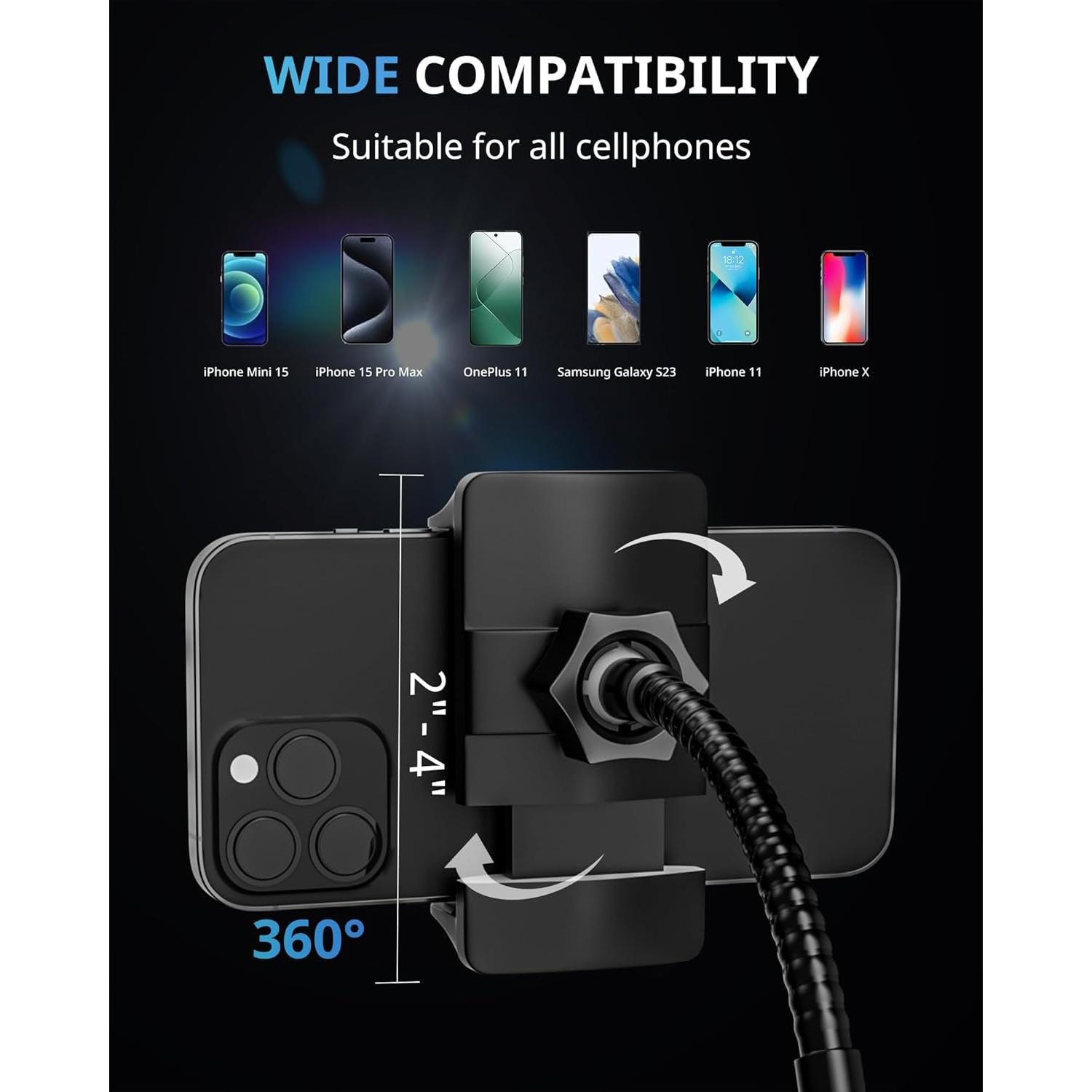 Trípode Móvil UBeesize con Luz LED y Soporte para Teléfono