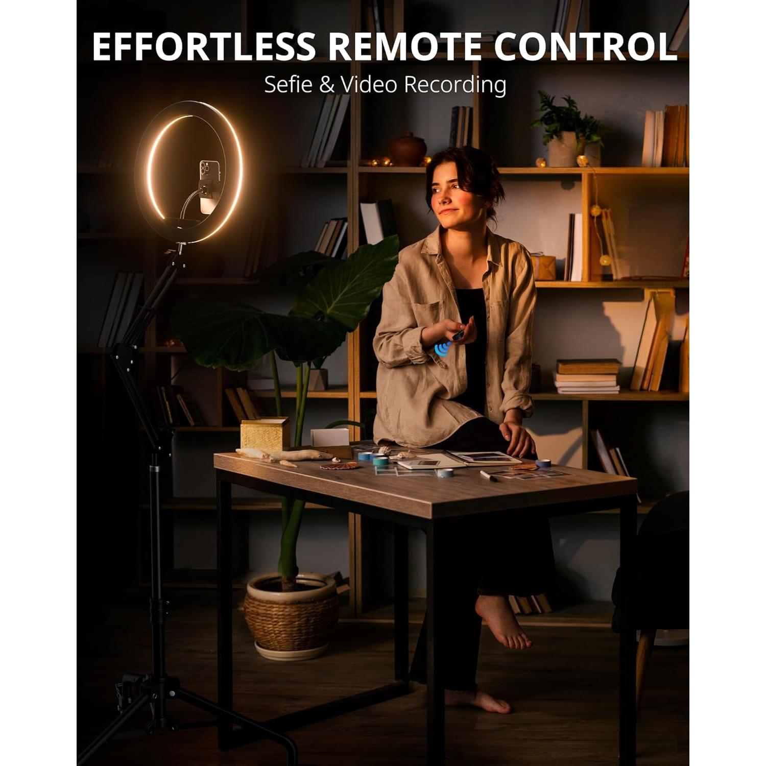 Trípode Móvil UBeesize con Luz LED y Soporte para Teléfono