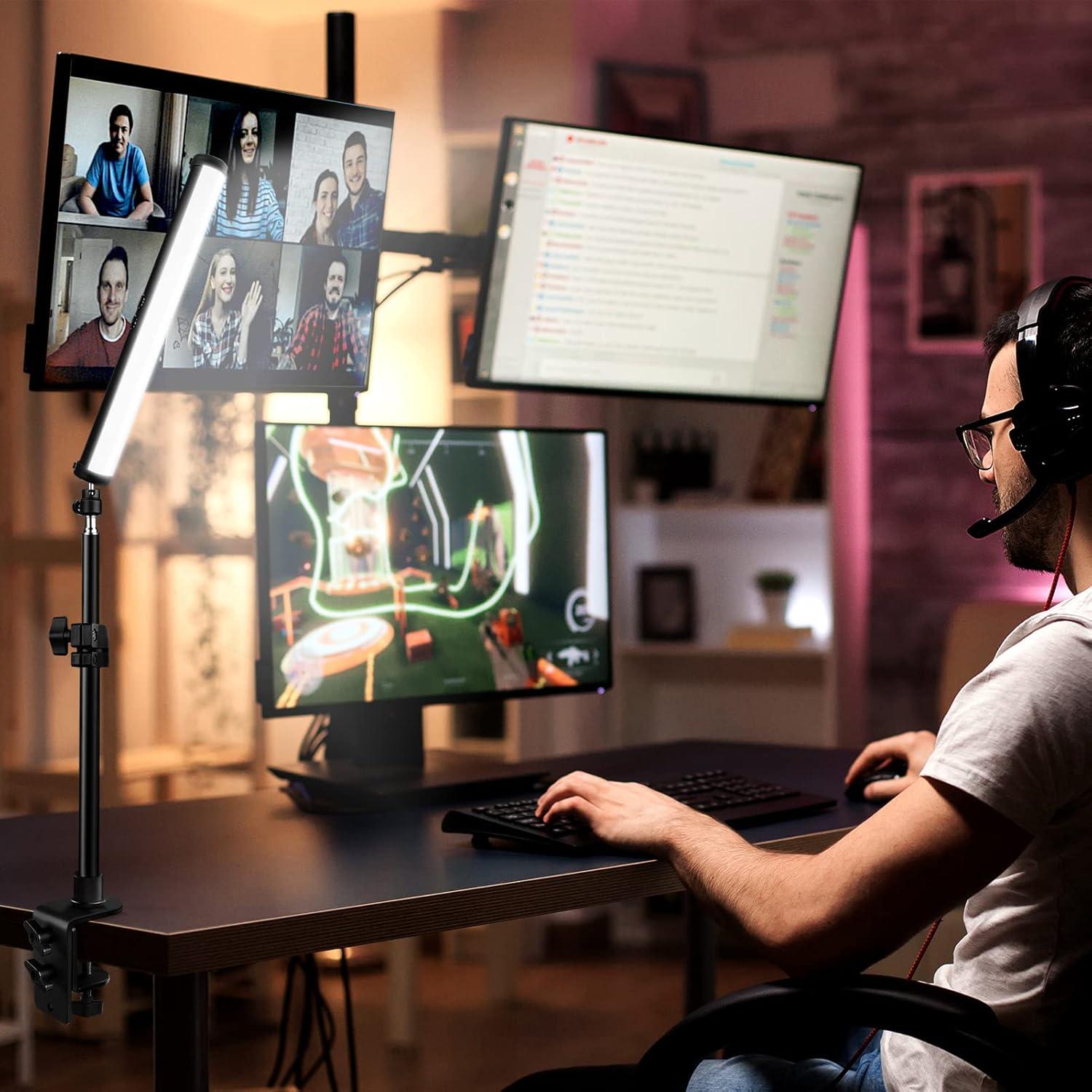 Varita de Luz LED RGB QEUOOIY 2 Pcs con Soporte 64cm