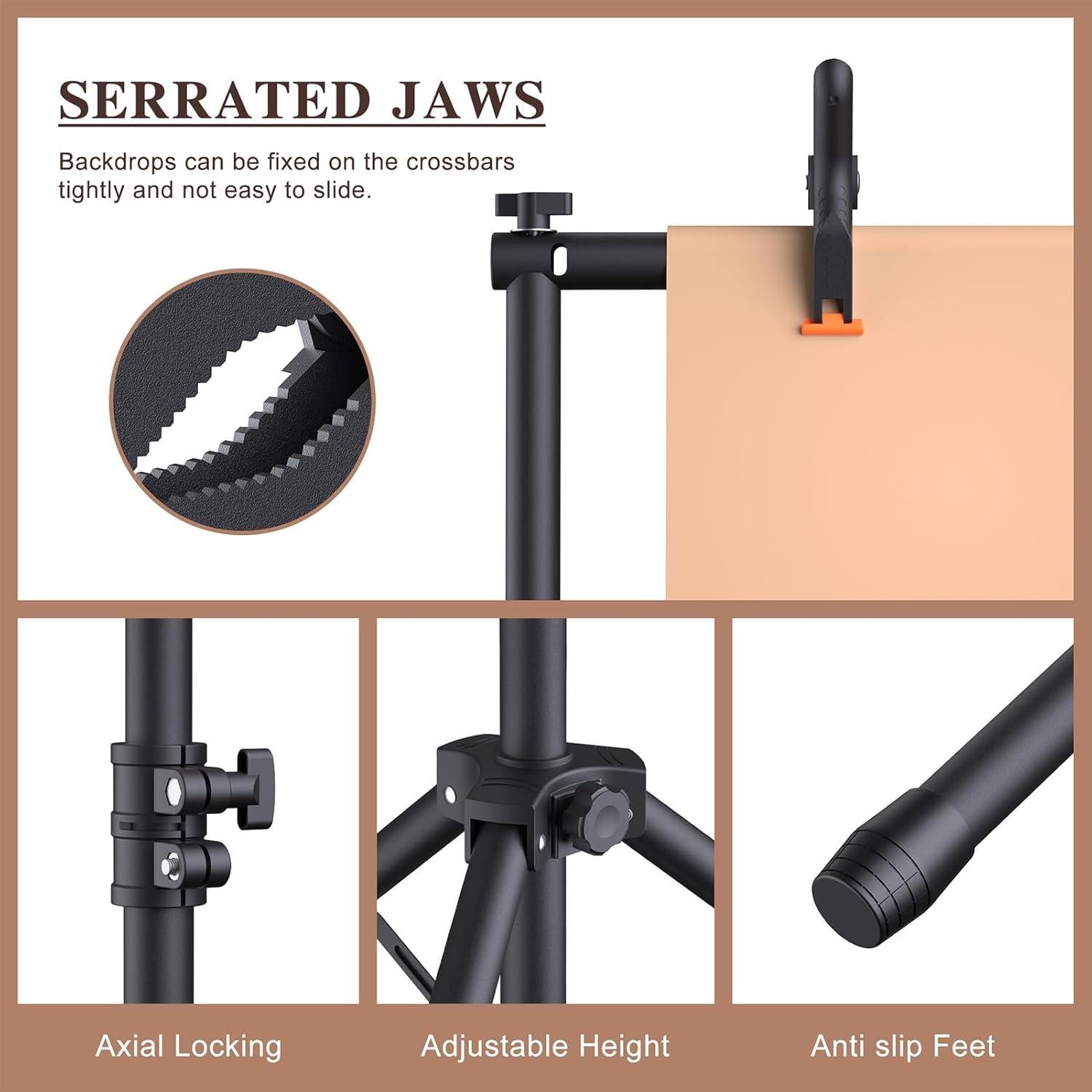 Soporte de Fondo Ajustable Forlogic 10x2.3m con 6 Abrazaderas