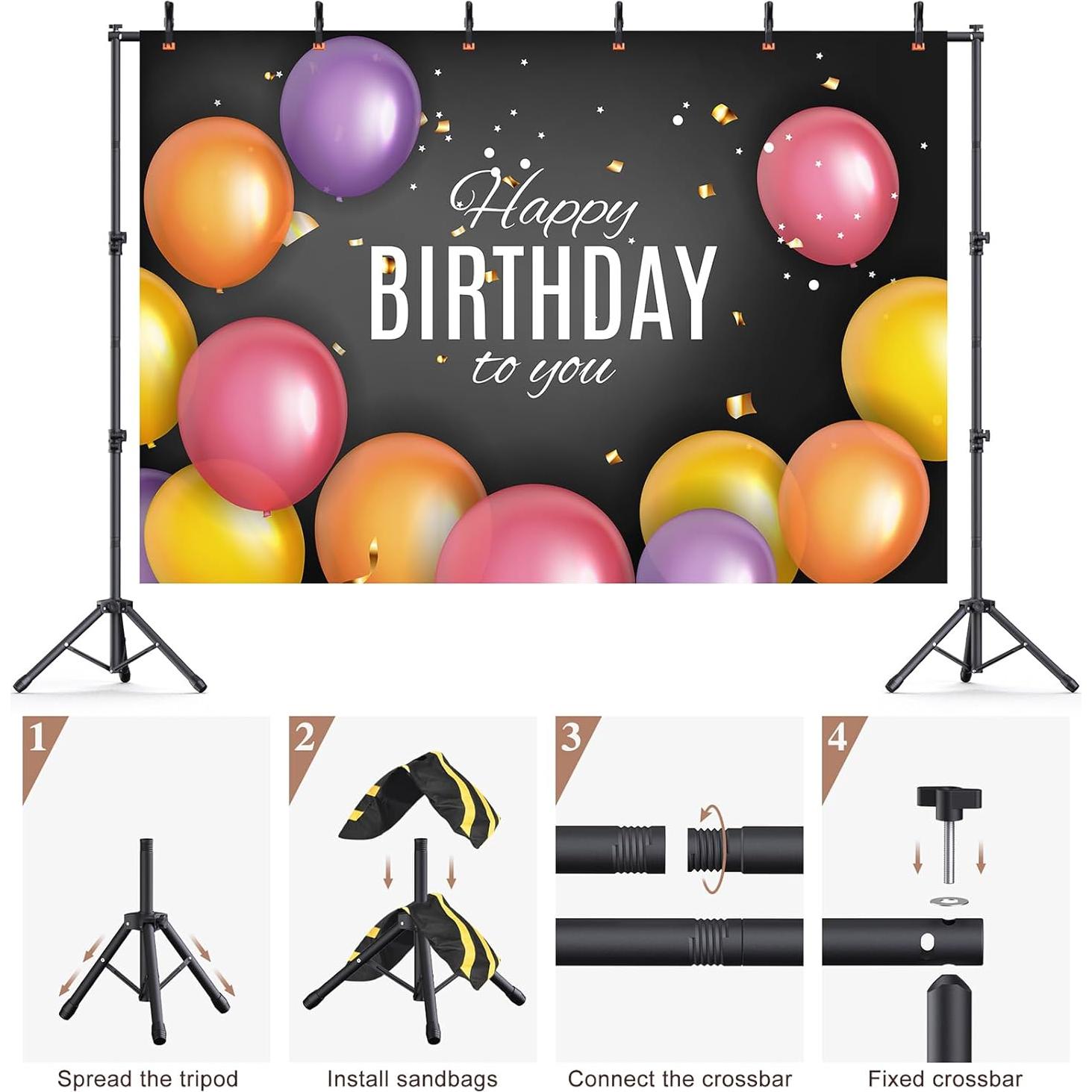 Soporte de Fondo Ajustable Forlogic 10x2.3m con 6 Abrazaderas