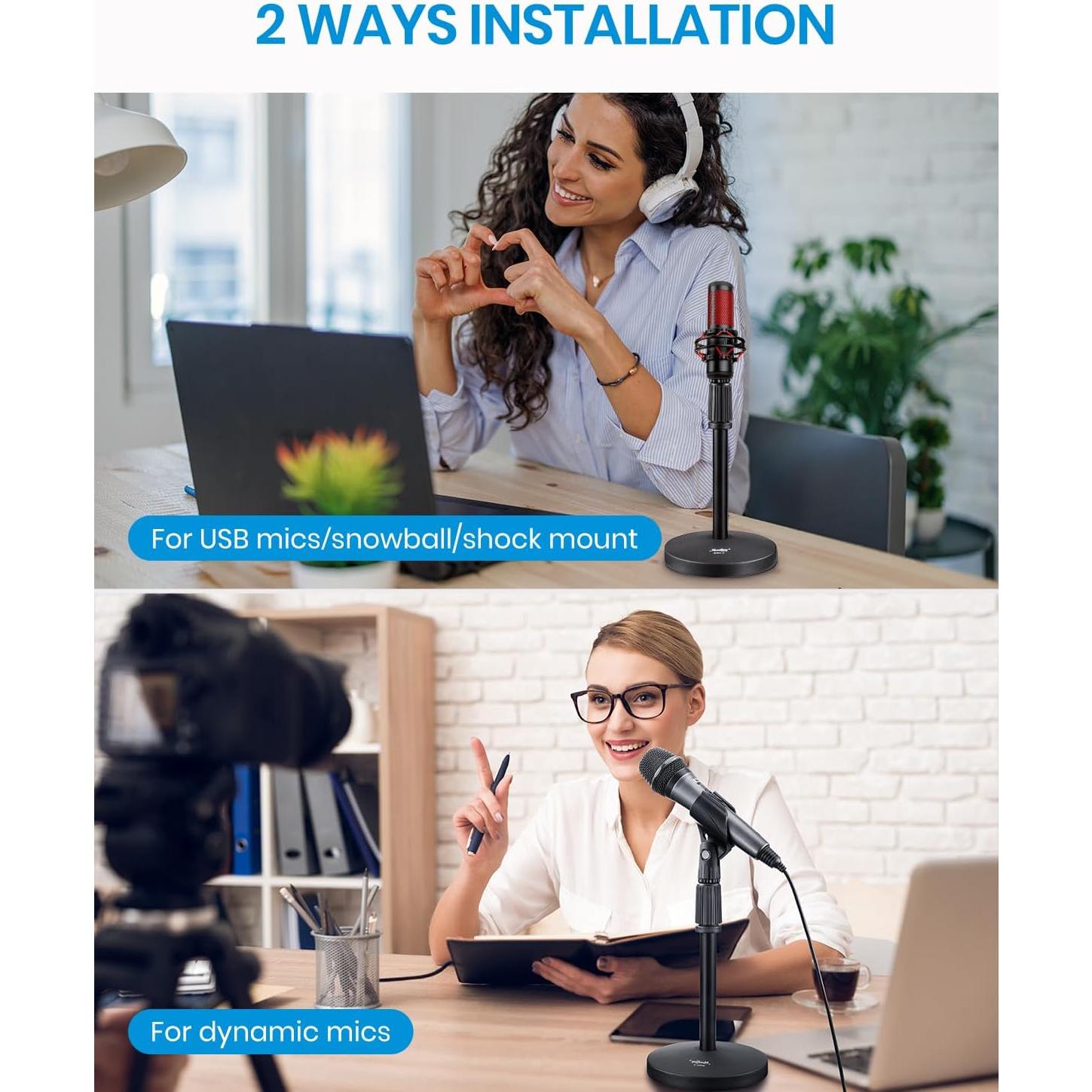 Soporte de Micrófono de Escritorio Moukey MMs-2 Ajustable 32-46.7cm