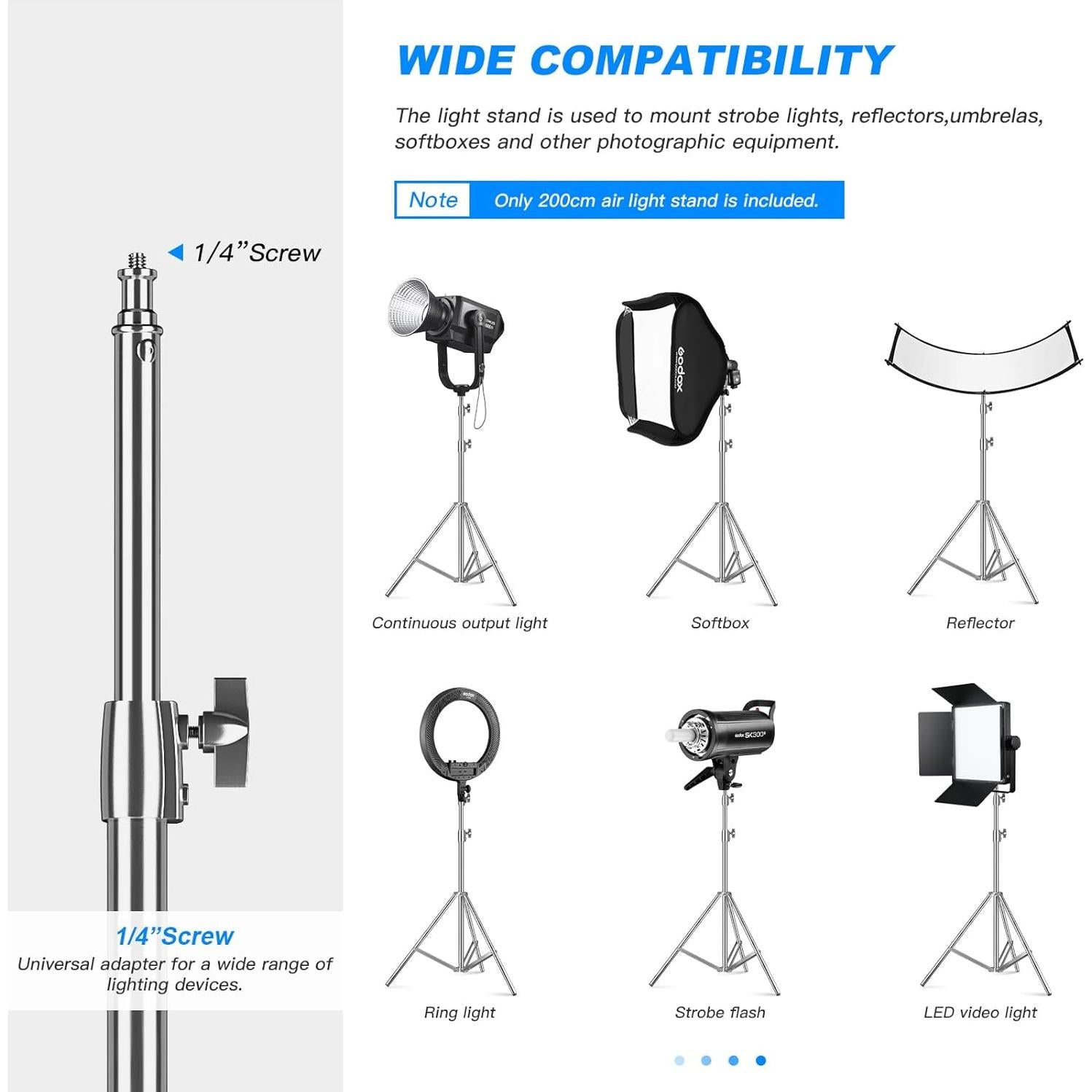Soporte de Luz Portátil Soonpho SN-210 Acero Inoxidable 200cm