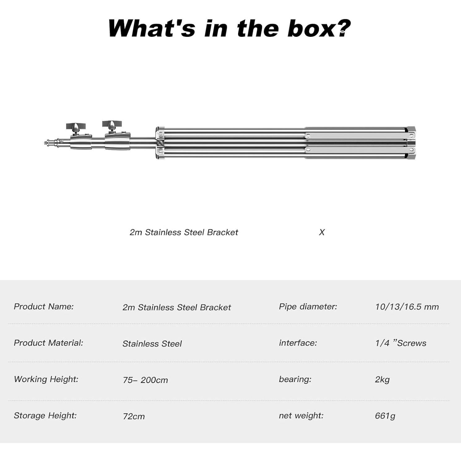 Soporte de Luz Portátil Soonpho SN-210 Acero Inoxidable 200cm
