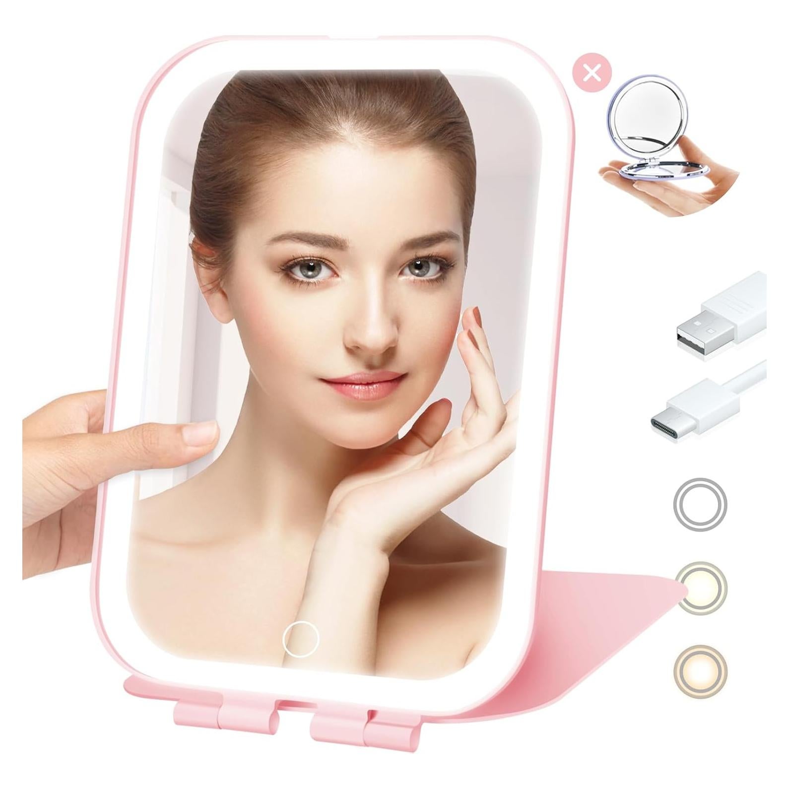 Espejo de Maquillaje Portátil Koolstuffs con Luz LED 3 Modos